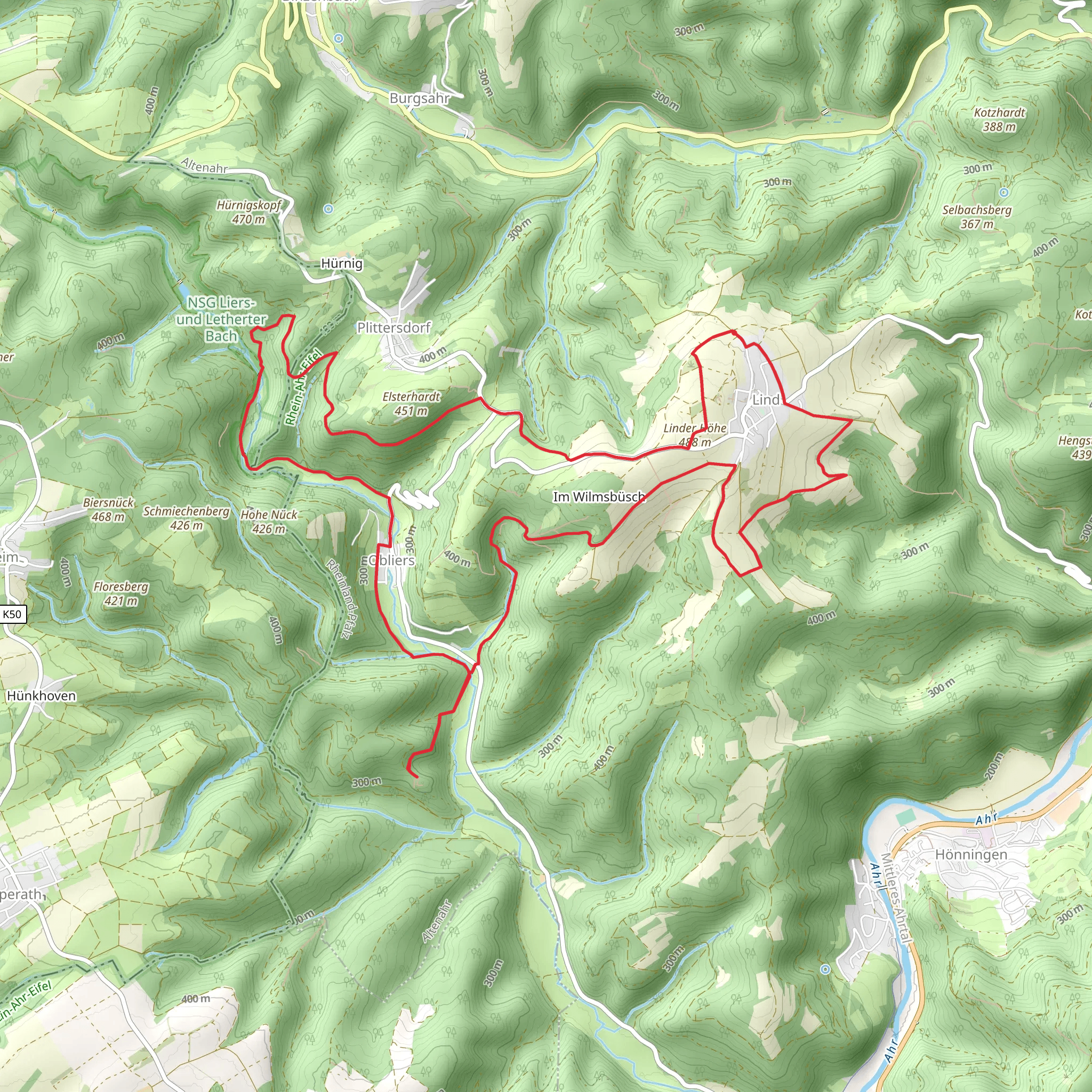 Lind and Ruine Wensburg Loop mobile static map