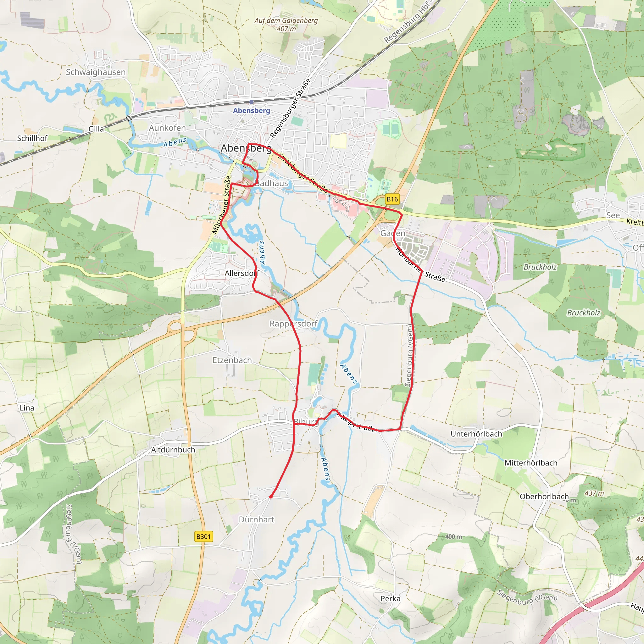 Wanderroute via Nova and Straubinger Strasse mobile static map