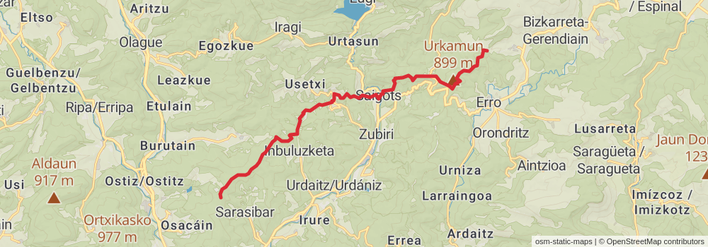 GR 225 La Fuga de Ezkaba 1938 stage 2 Map