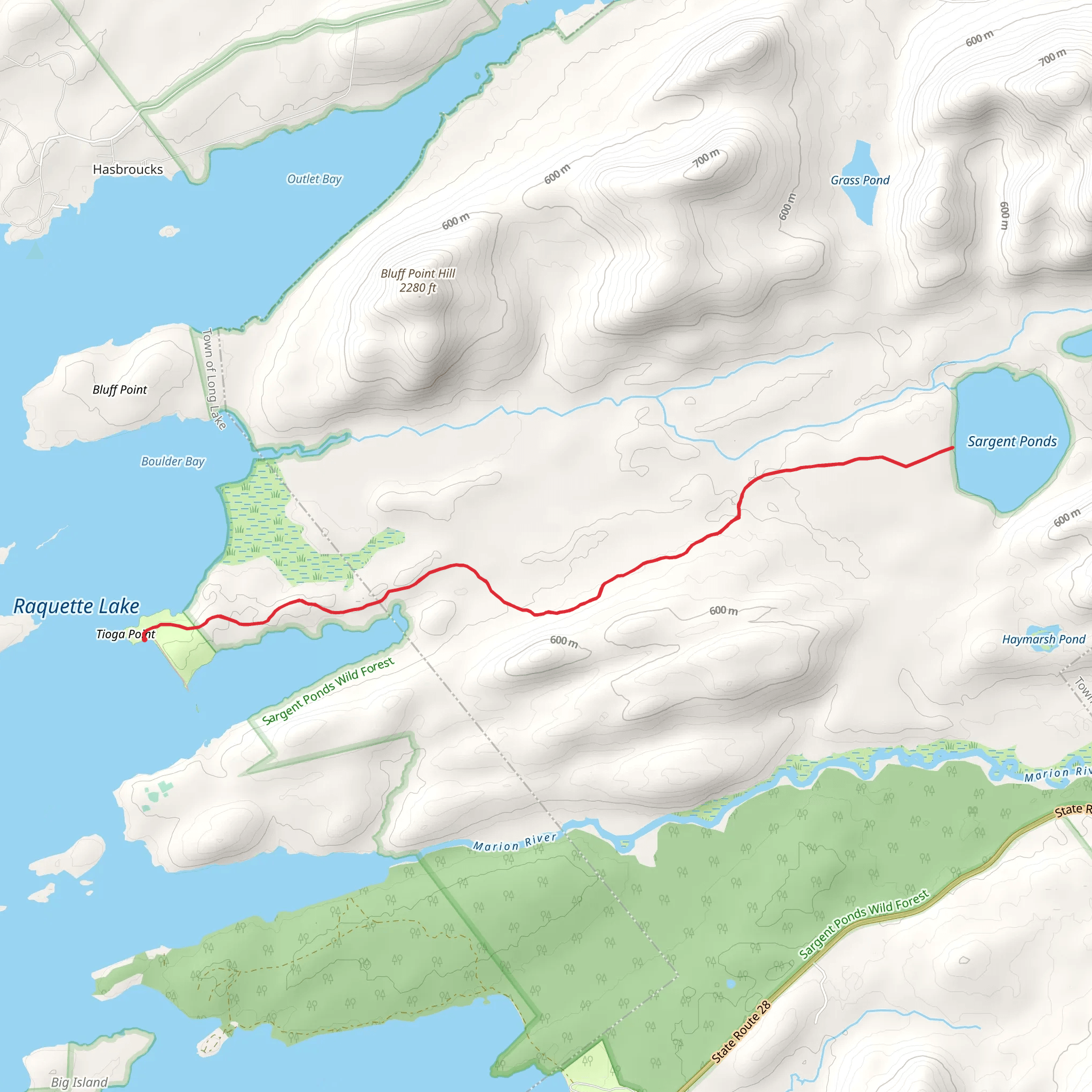 Lower Pond Out and Back mobile static map