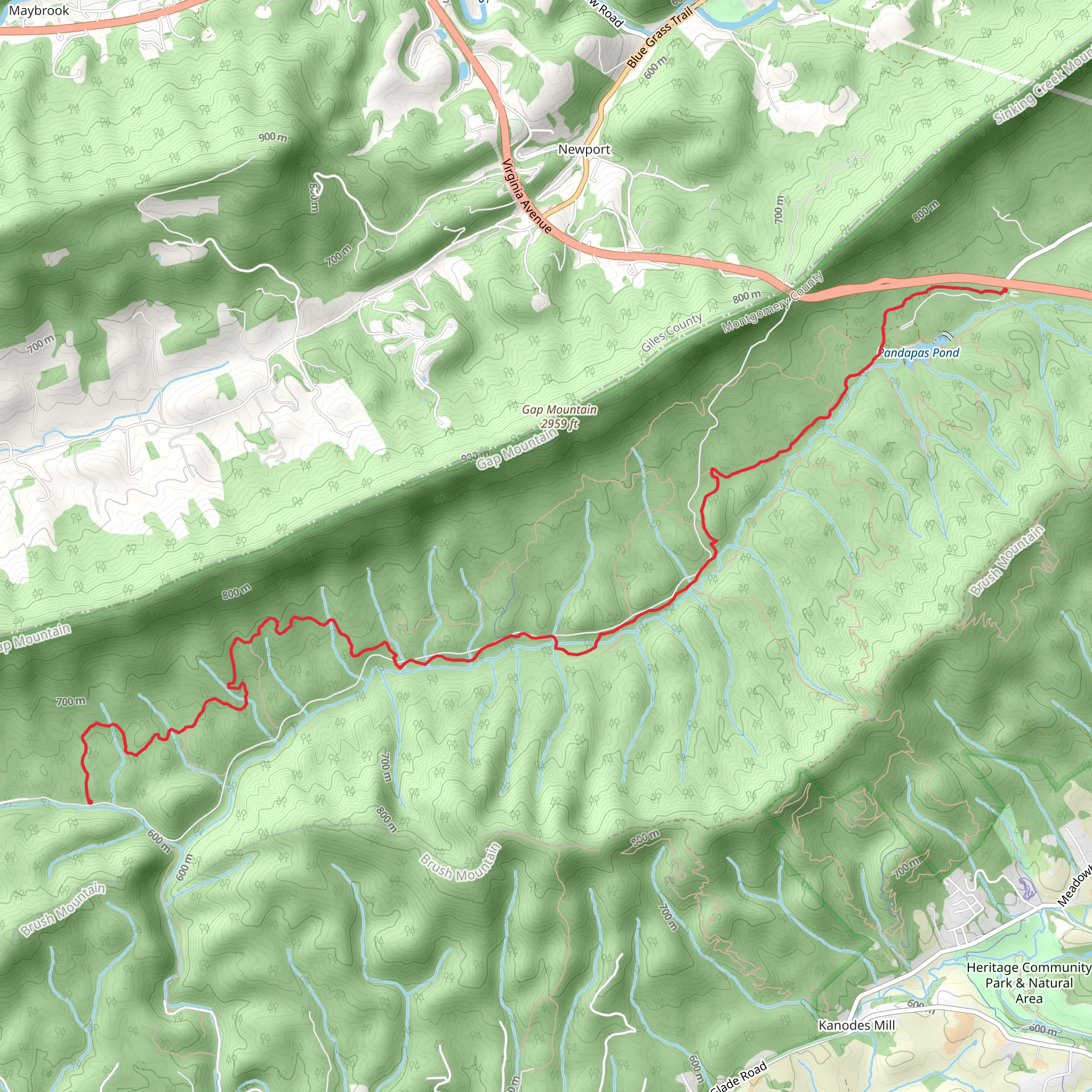 Poverty Creek Trail mobile static map