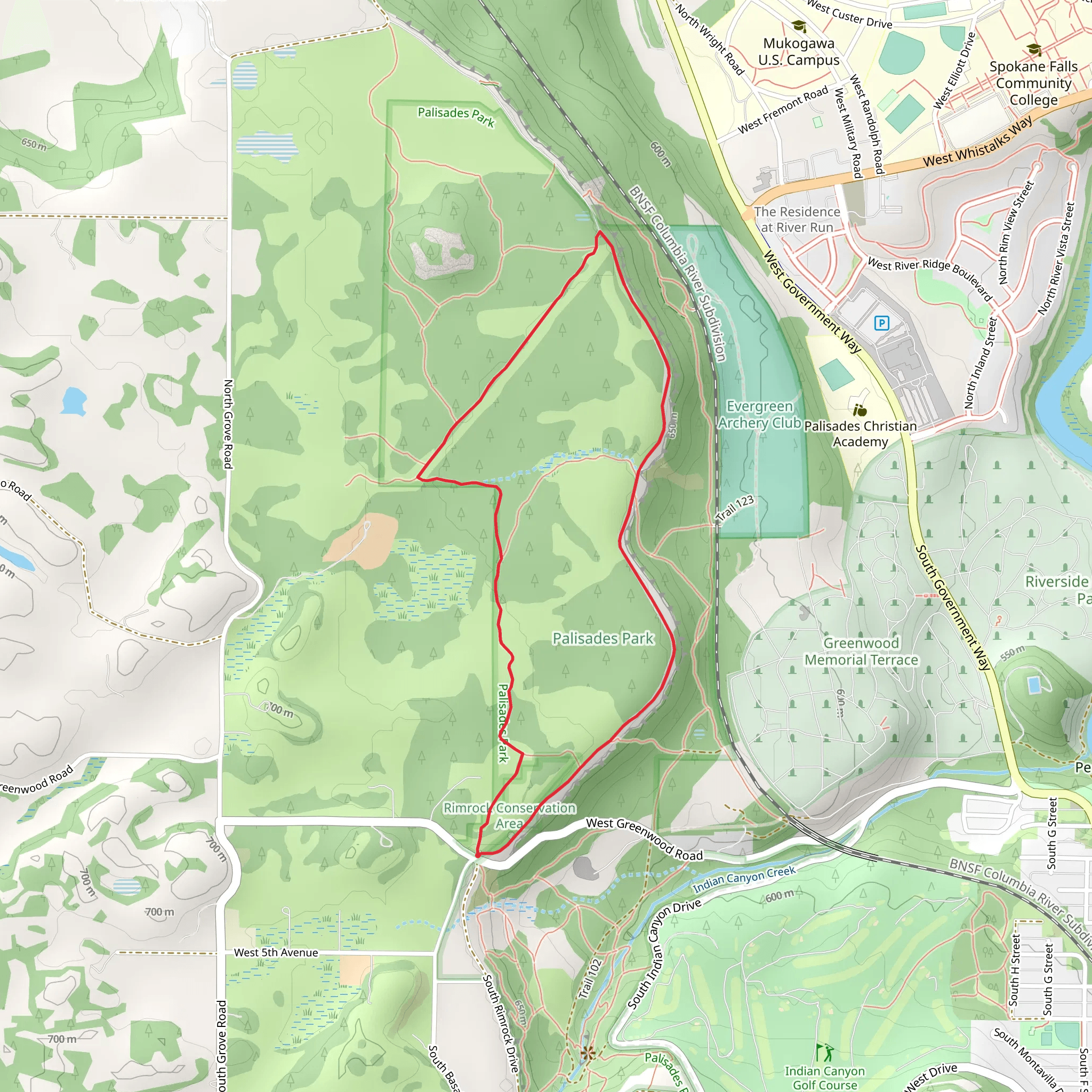 Palisades Park Loop mobile static map