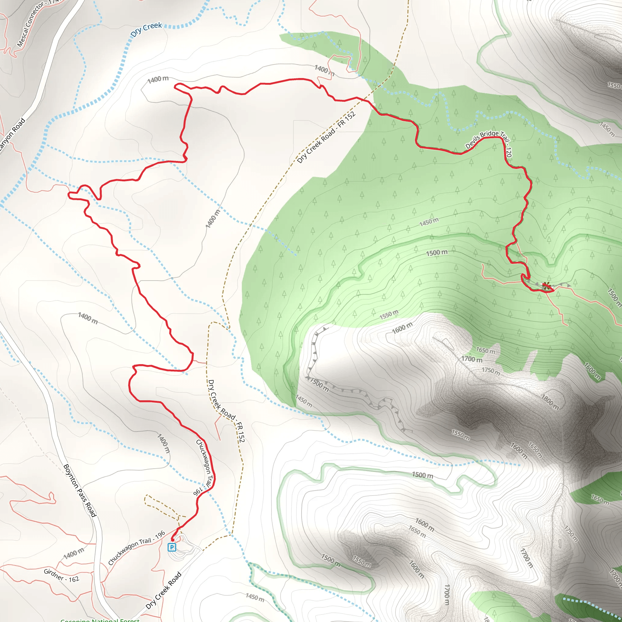 Devil's Bridge via Chuckwagon Trail mobile static map