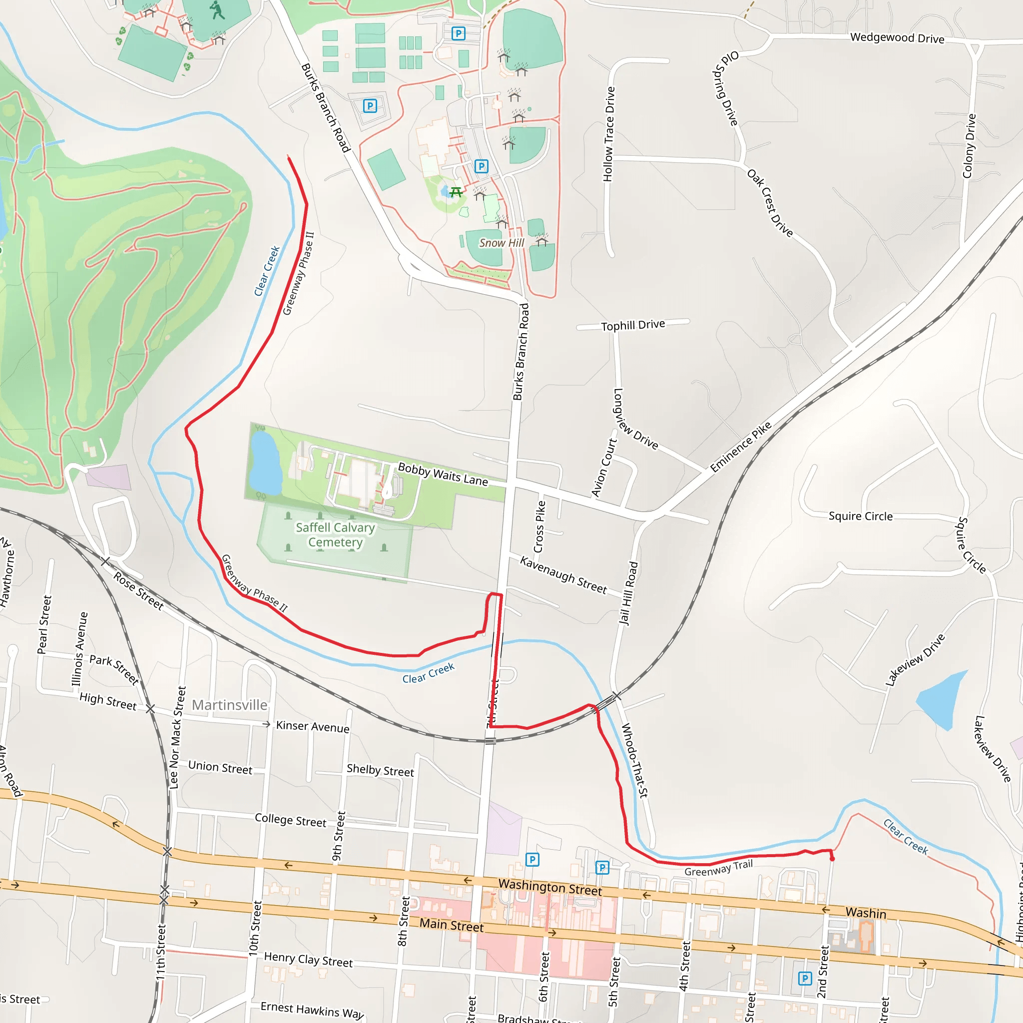 Greenway Trail and Greenway Phase II mobile static map