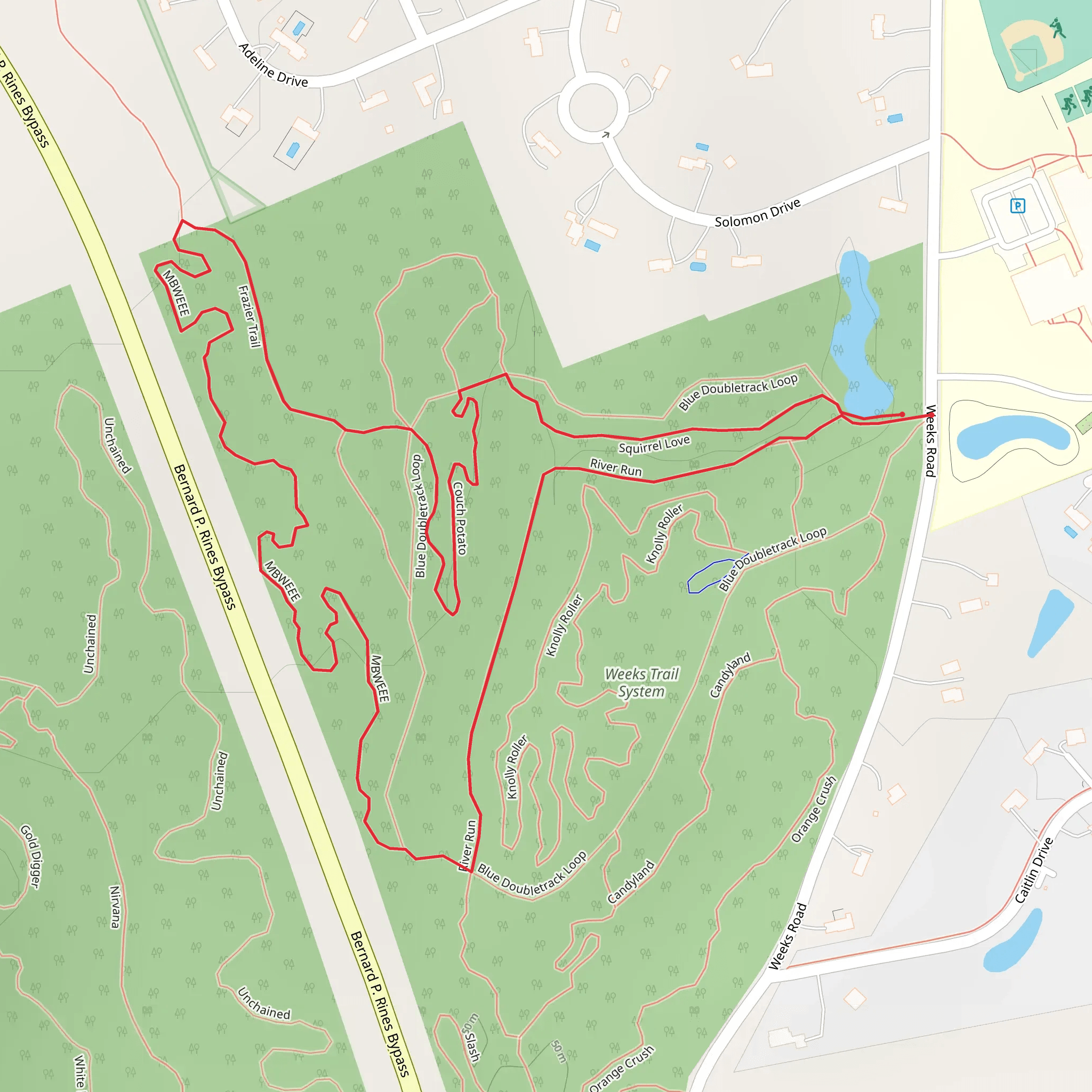 Frazier Trail and Squirrel Love Loop mobile static map