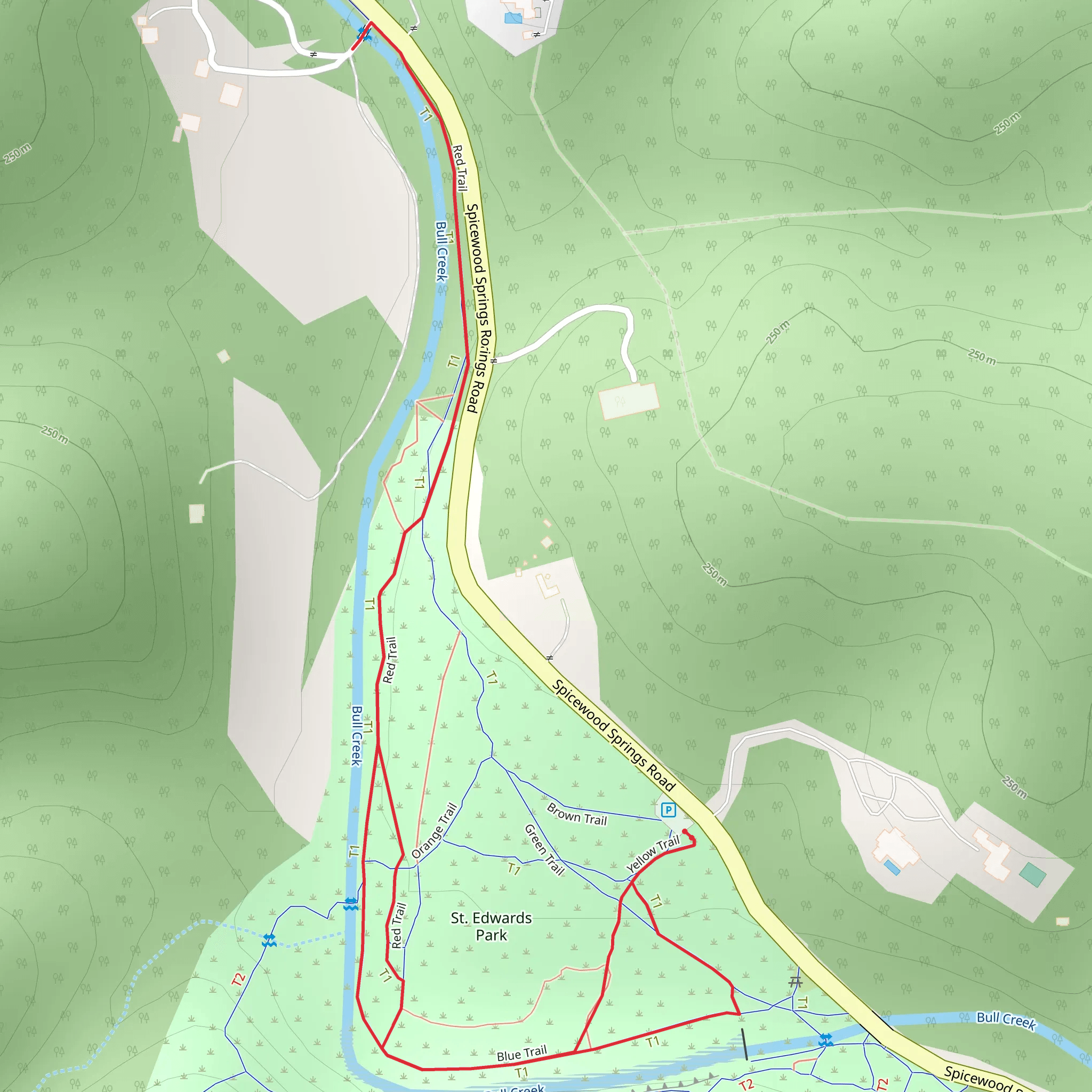 St Edwards Park - Red Trail mobile static map