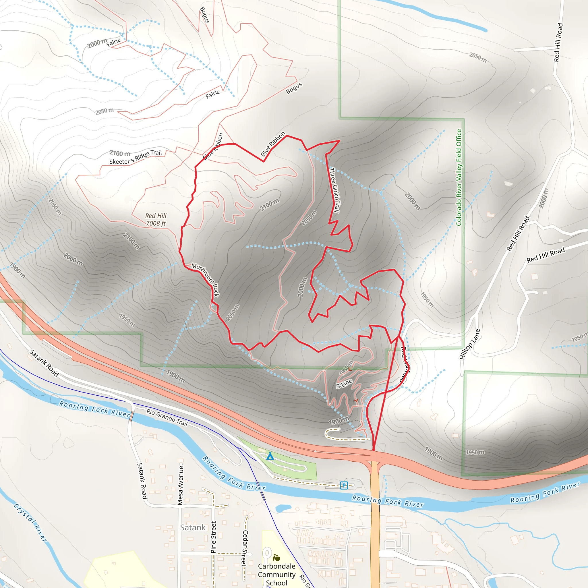Three Gulch and Blue Ribbon Loop mobile static map