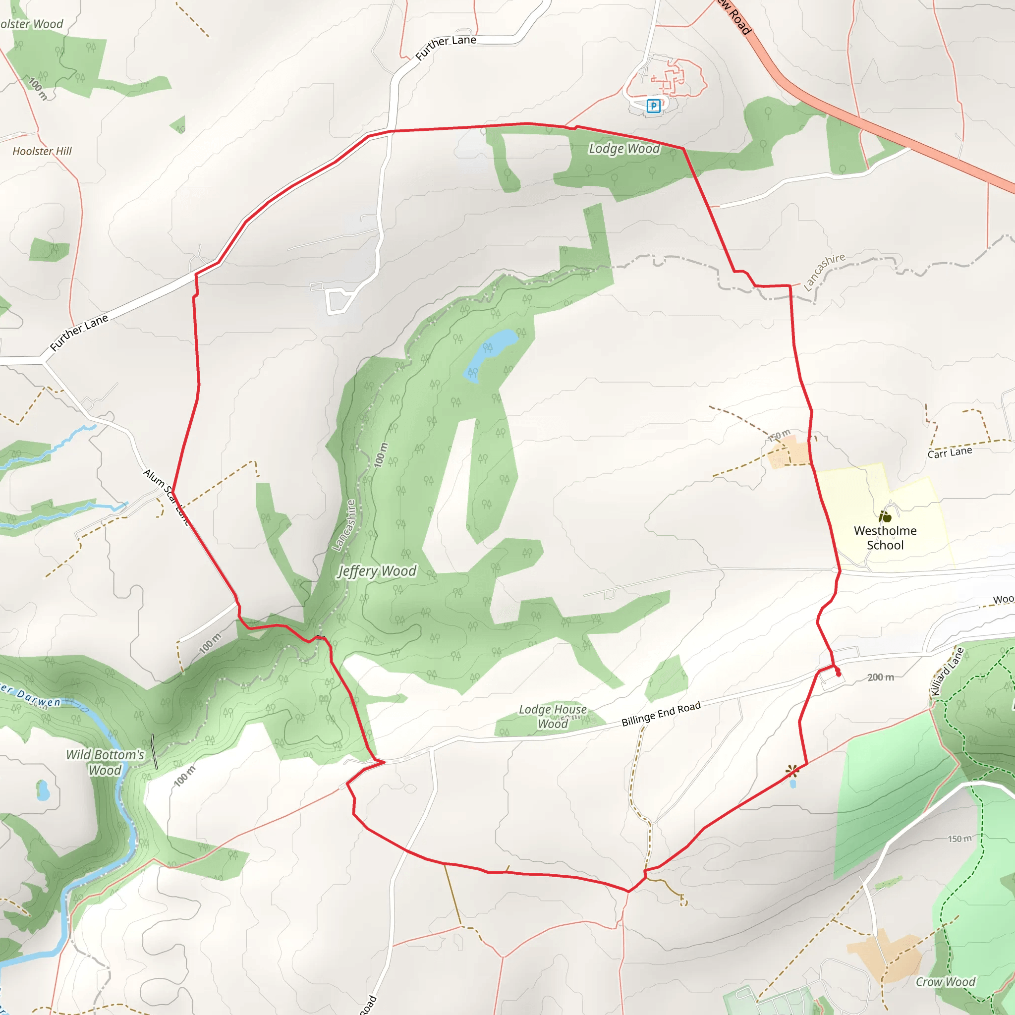 Lodge Wood, Jeffery Wood and Alum House Wood Loop mobile static map