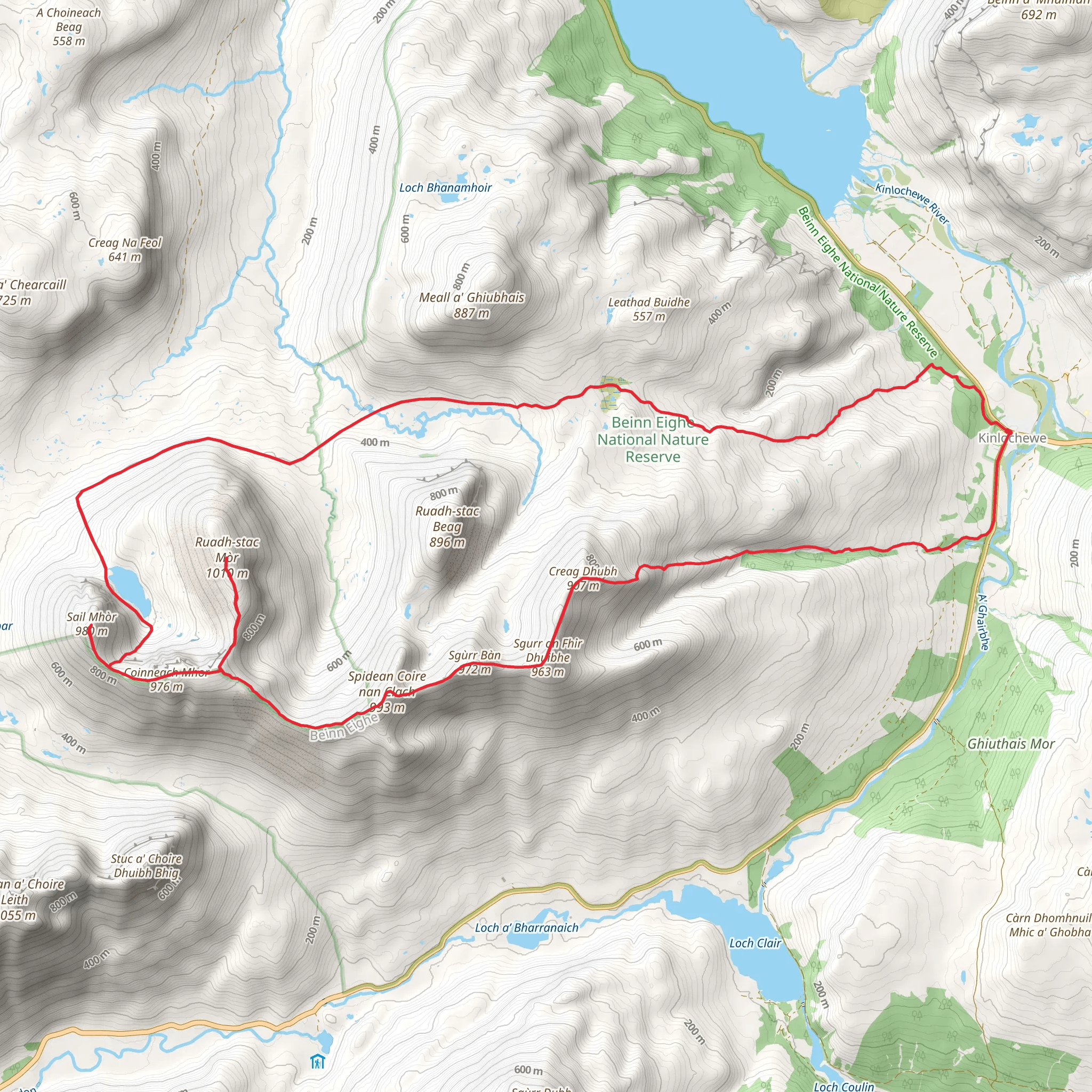 Beinn Eighe and Ruadh Stac Mòr Loop from Kinlochewe mobile static map