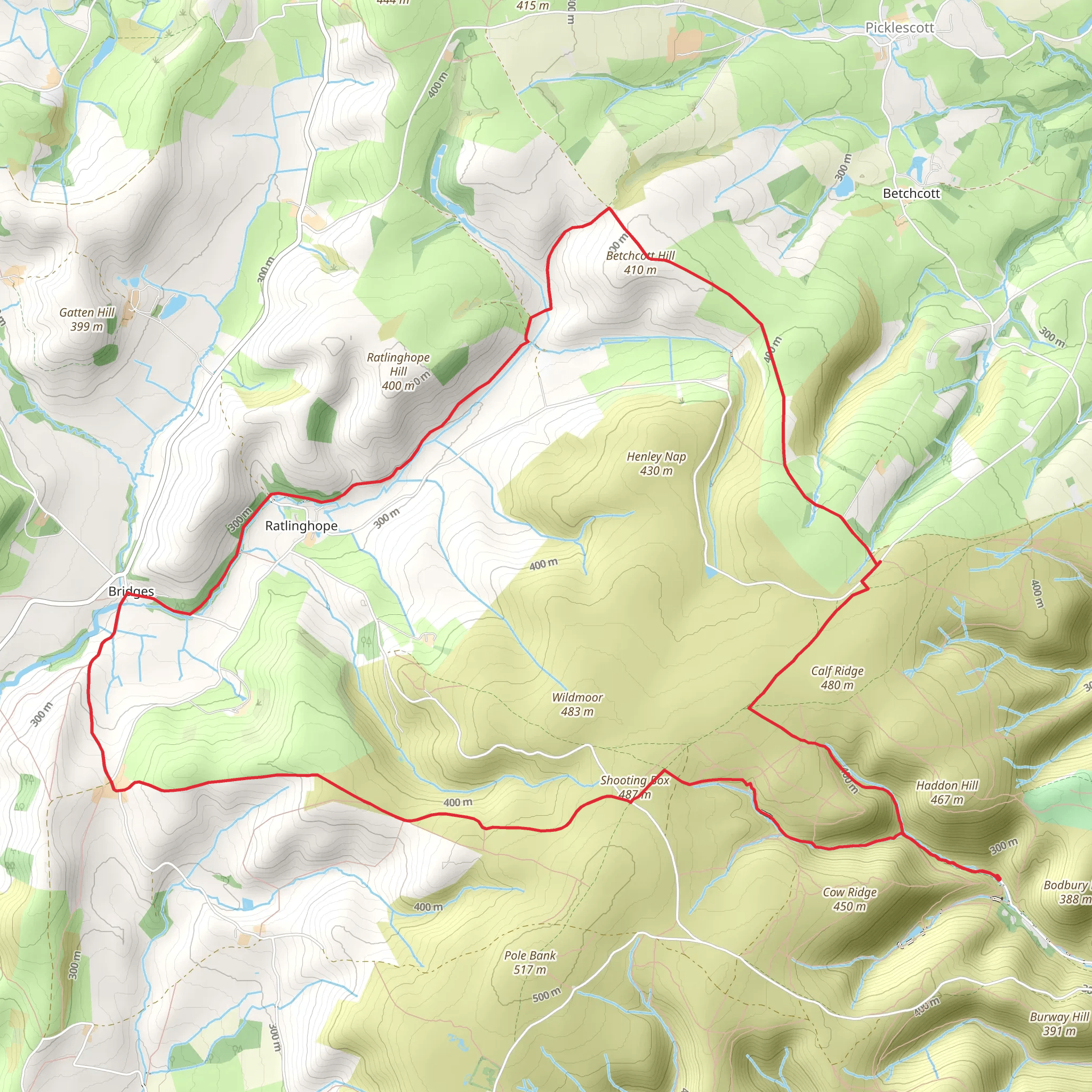 Ratlinghope Ramble - A Walk to across the Long Mynd mobile static map