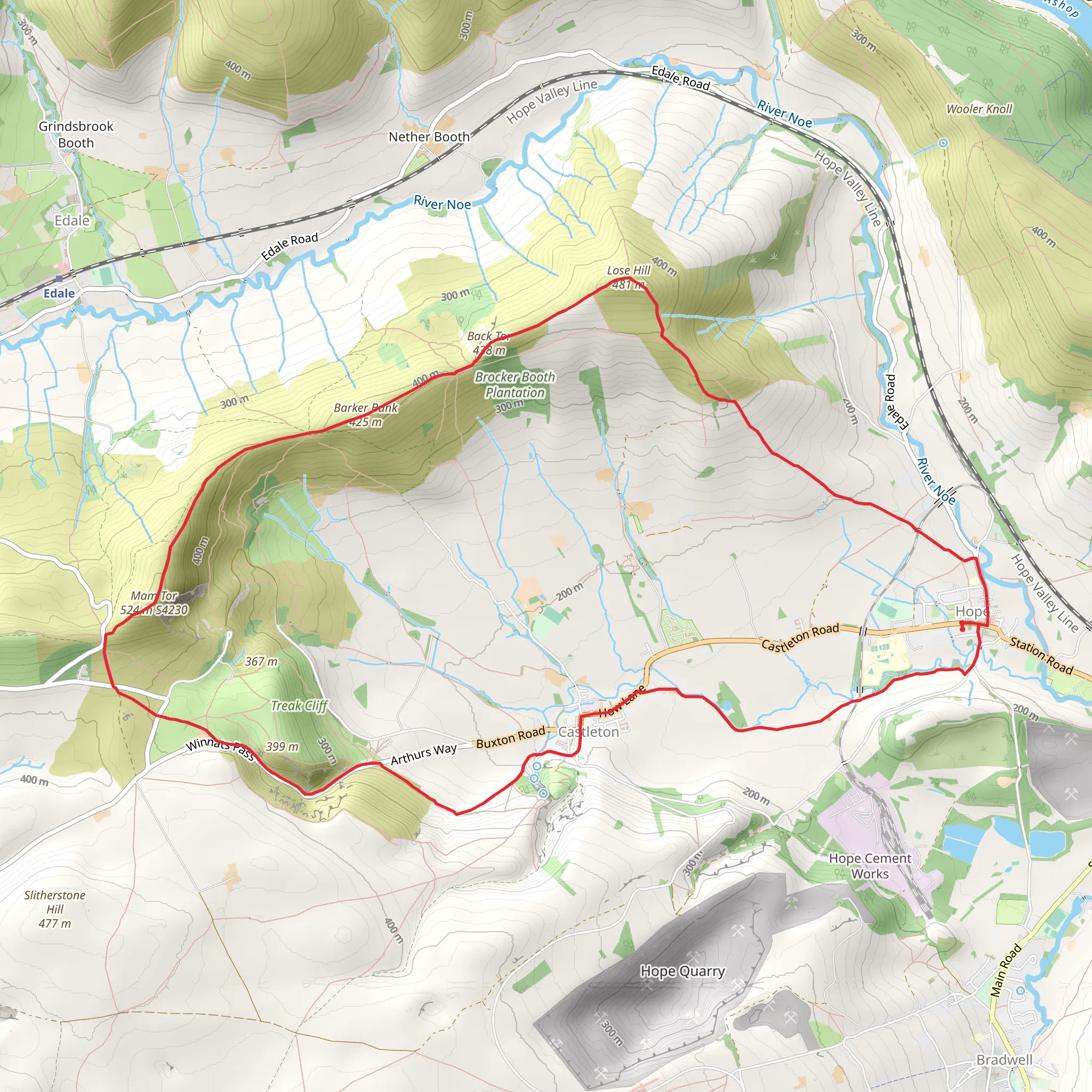 Castleton Ridge from Hope Village mobile static map