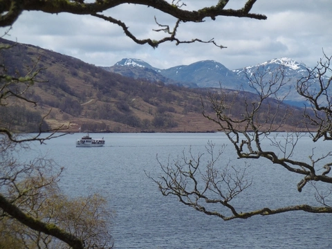 An image depicting the trail Brenachoile Viewpoint via Loch Katrine and its surrounding area.