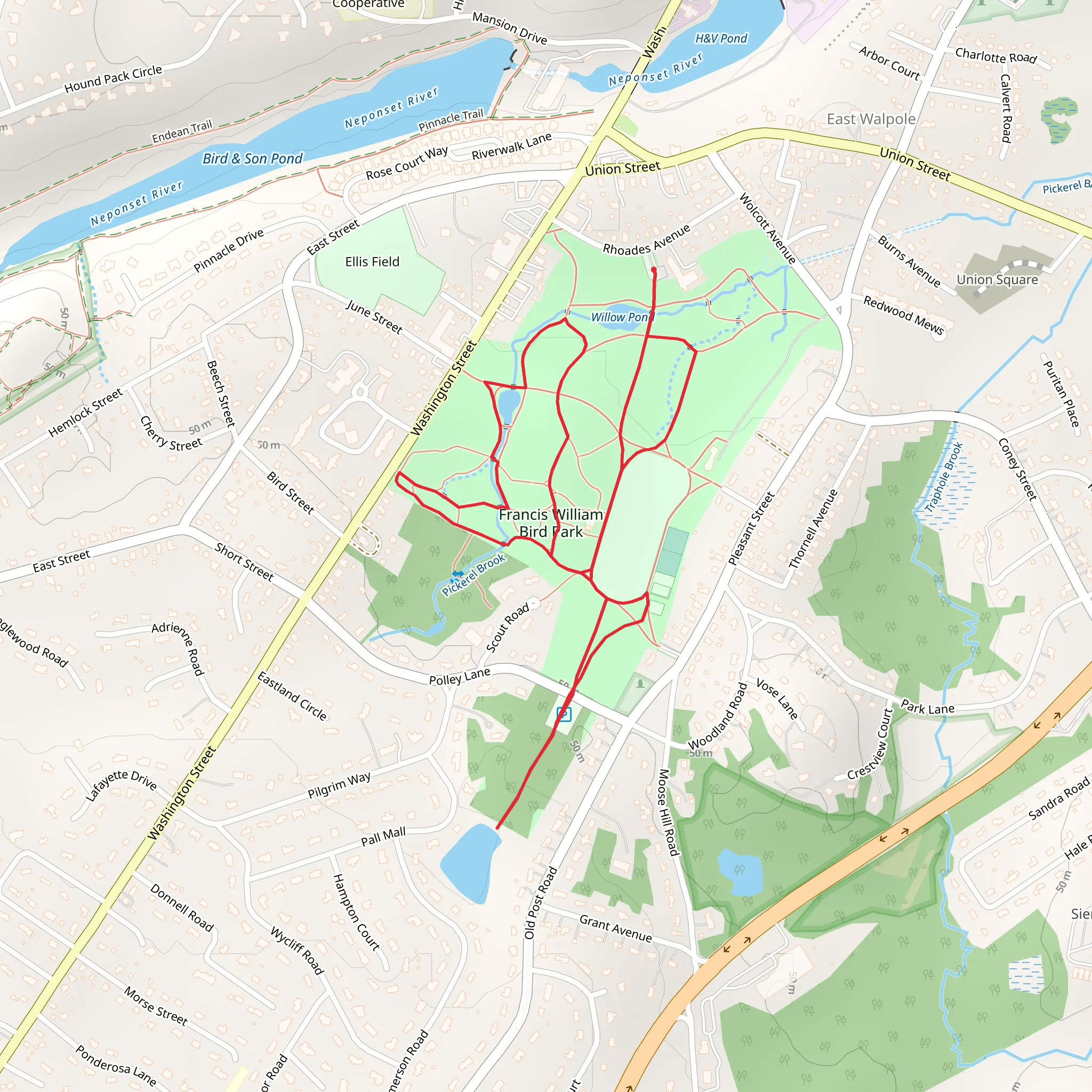 Francis William Bird Park Loop Trail mobile static map