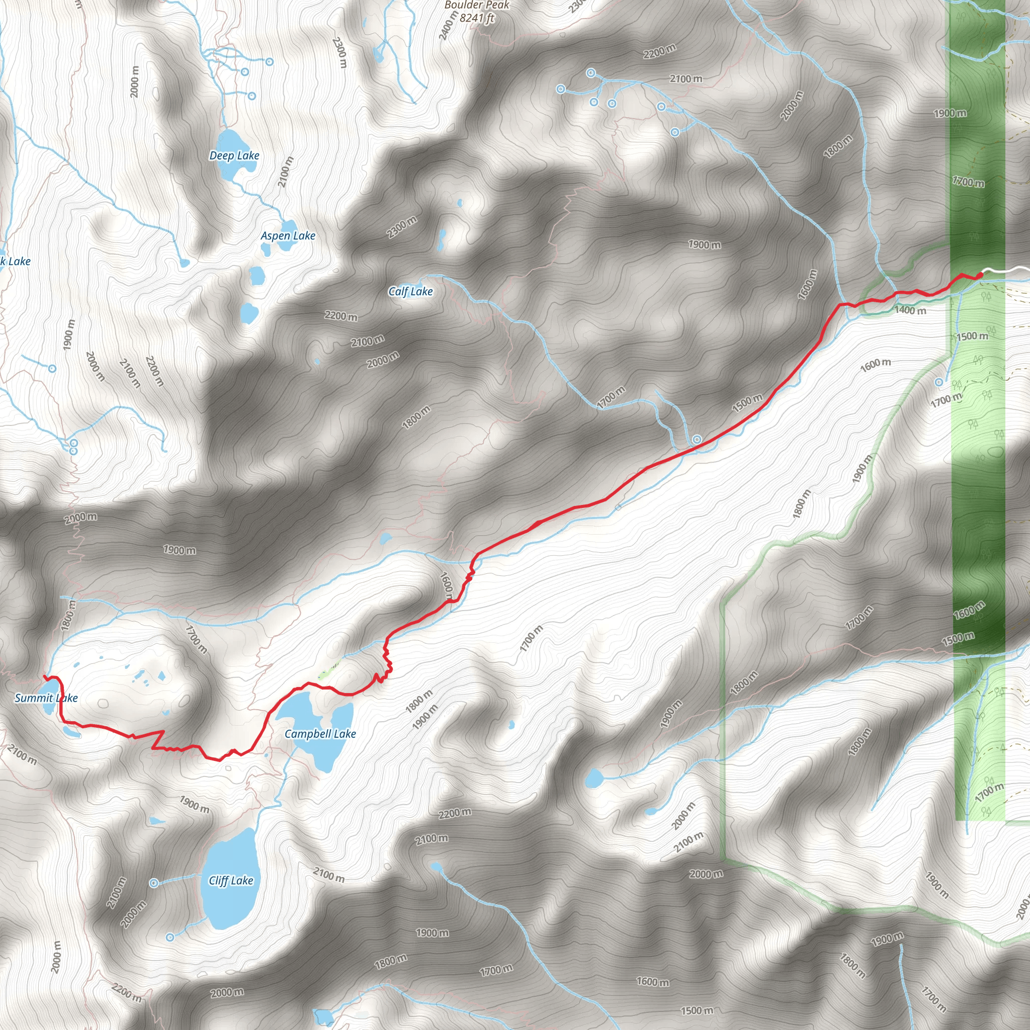Bull Meadows and Campbell Lake via Shackelford Creek Trail mobile static map