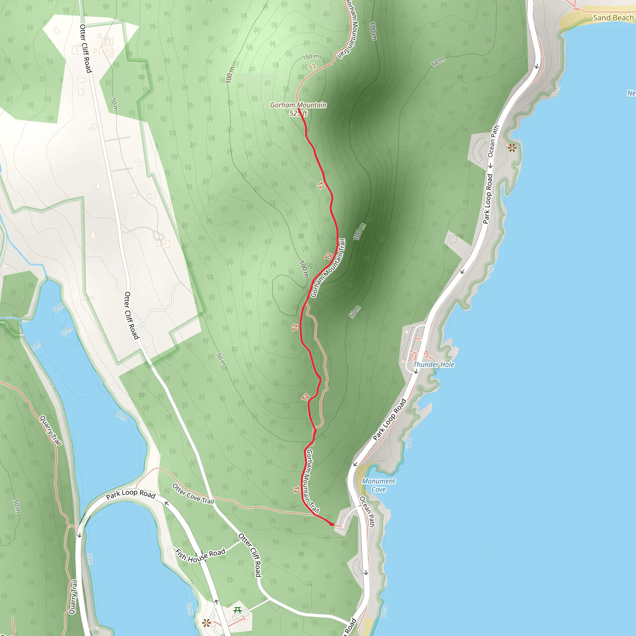 Gorham Mountain Trail from Park Road mobile static map