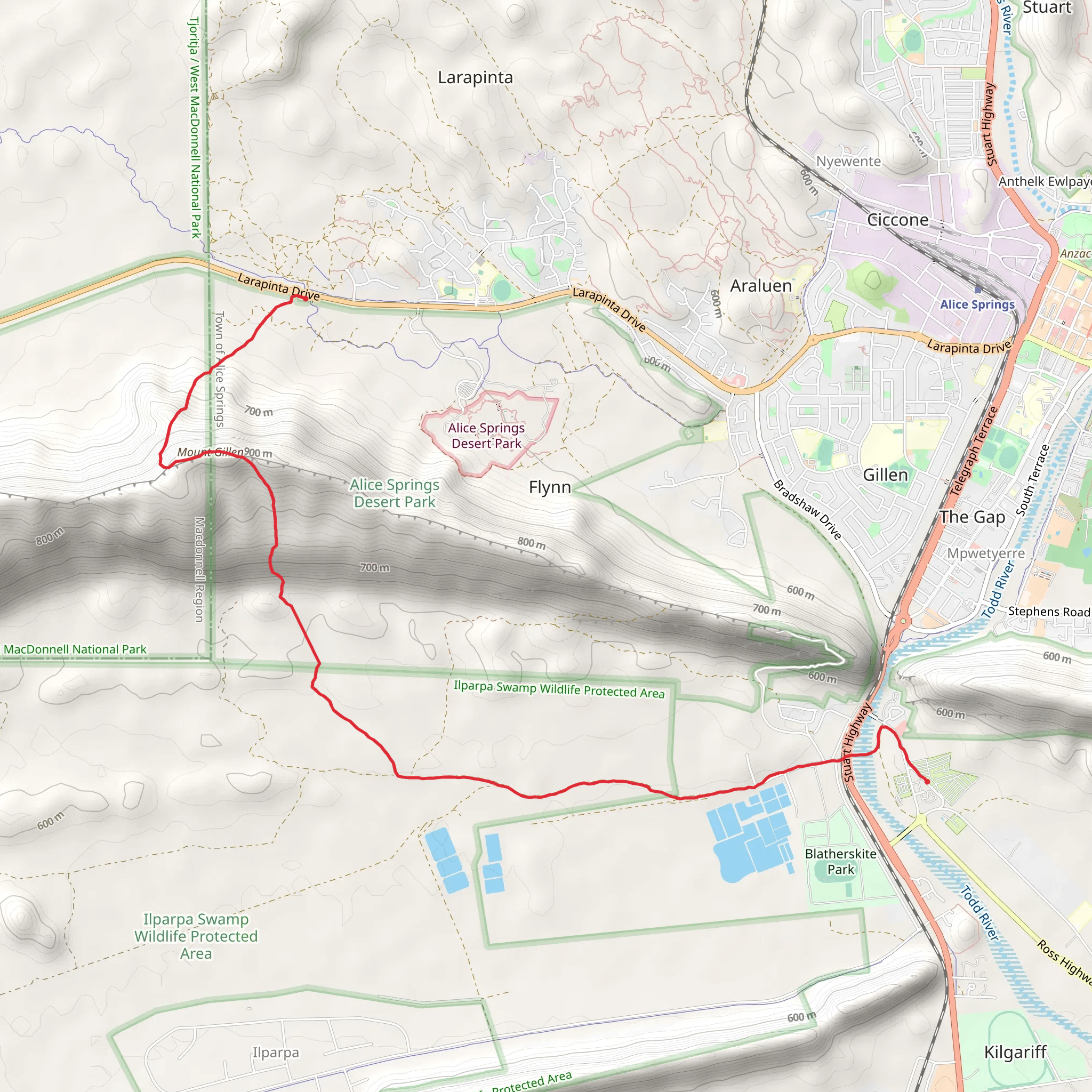Mount Gillen and The Heavitree Range Trail mobile static map