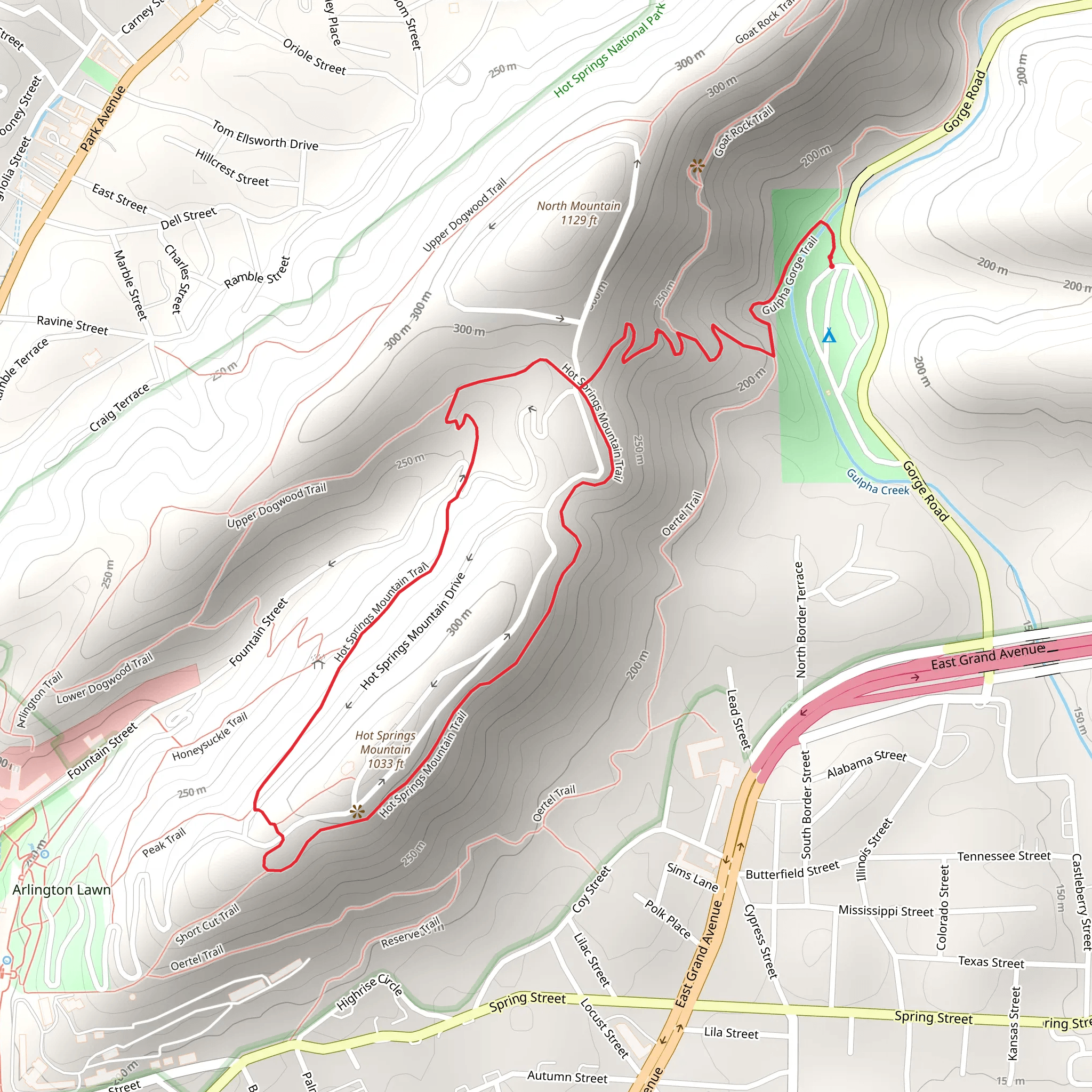 Hot Springs Mountain Trail mobile static map