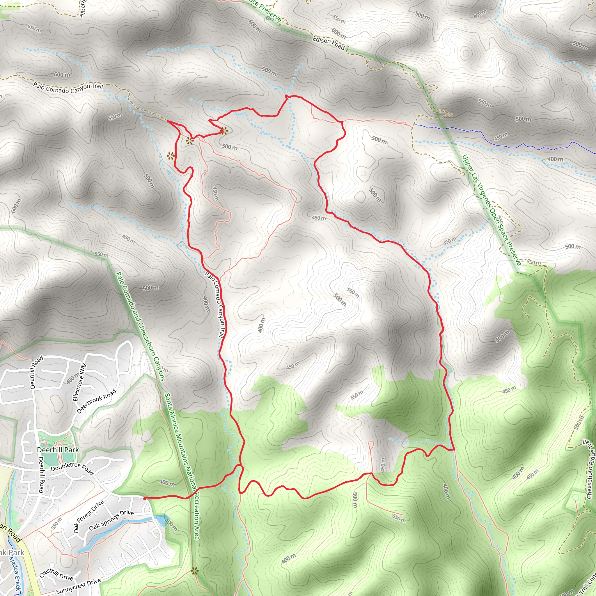 Doubletree Connector, Palo Comado Canyon and Ranch Center Loop Trail mobile static map