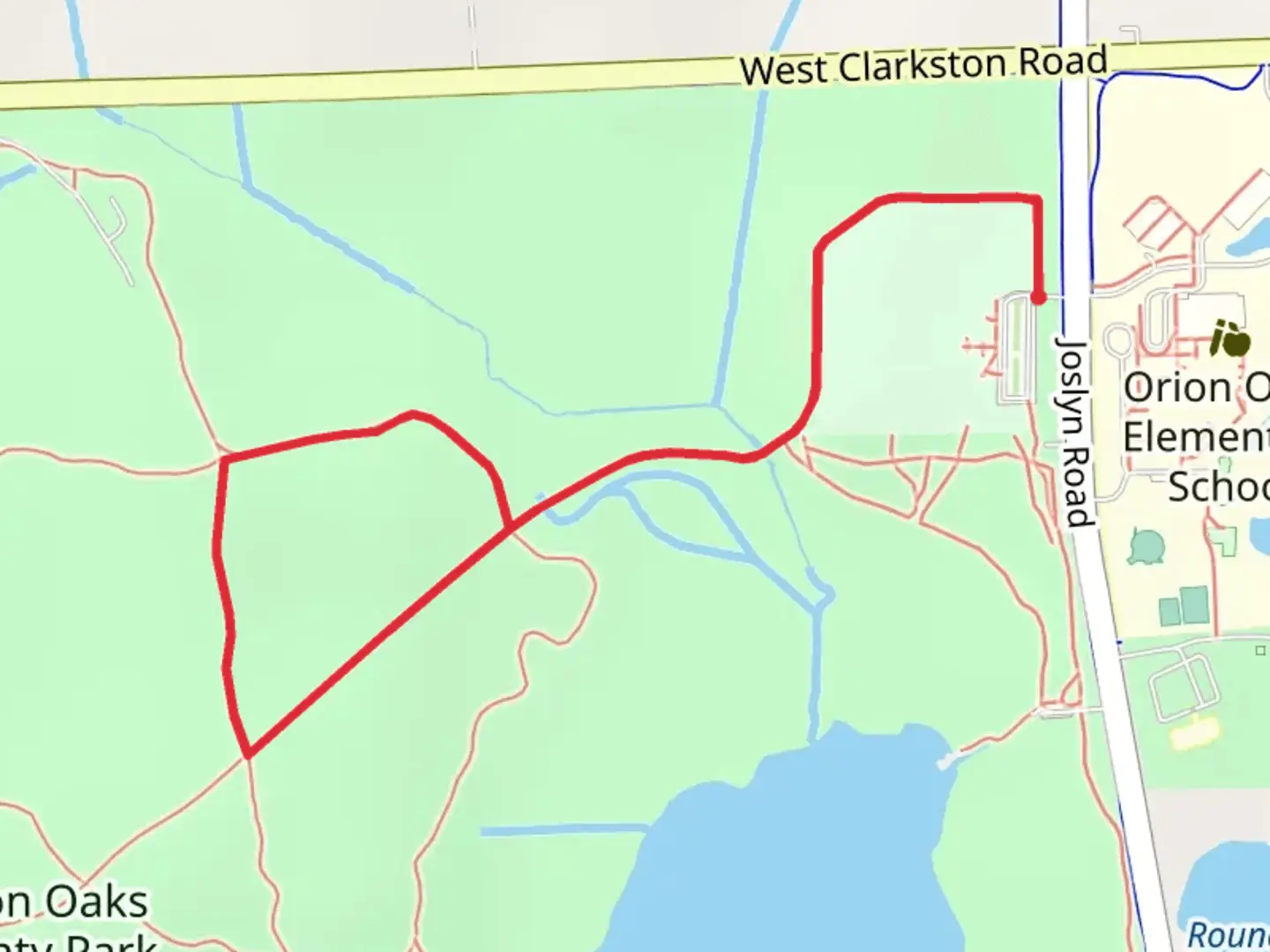An image depicting the trail Orion Thru- Way Short Loop and its surrounding area.