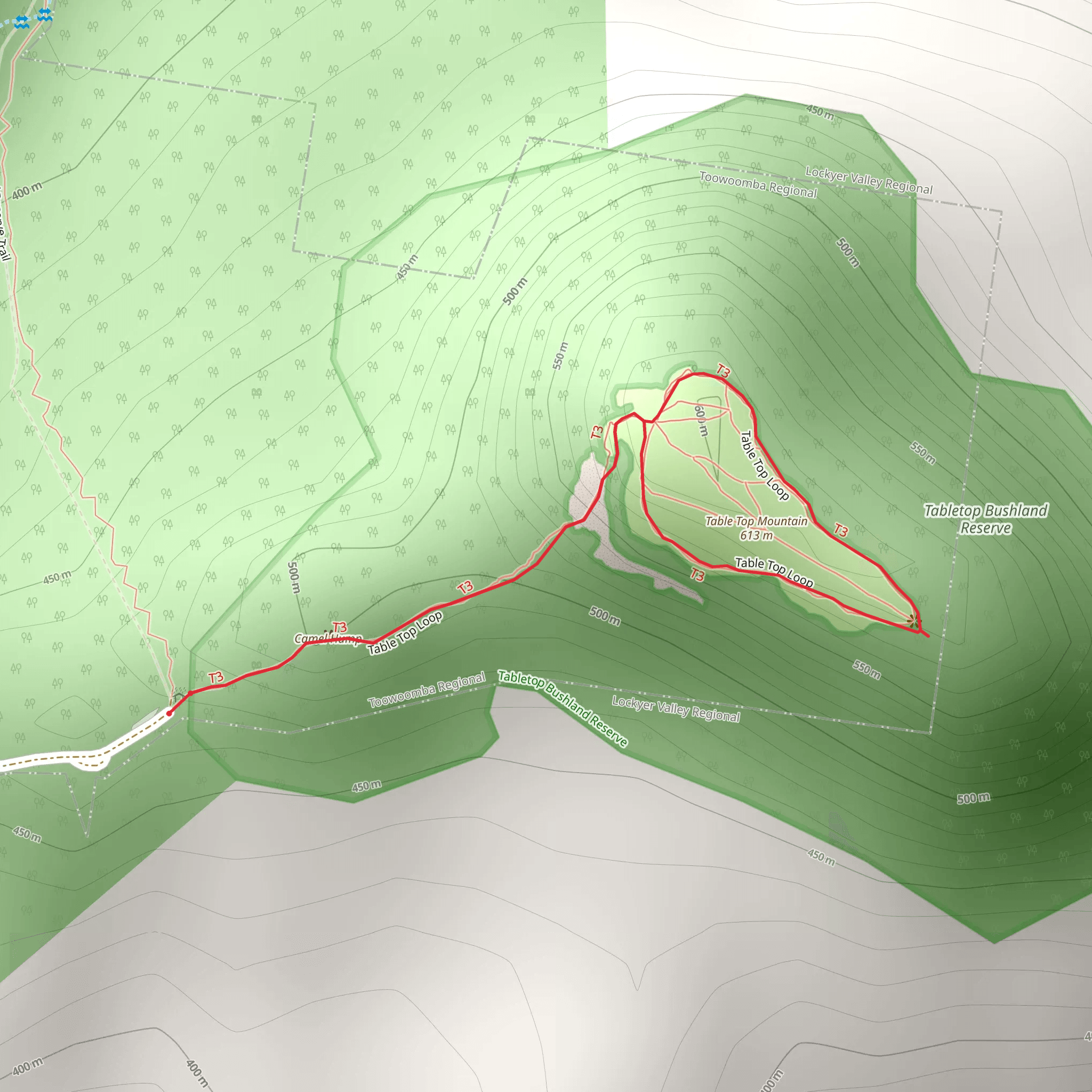 Table Top Mountain Trail - Toowoomba mobile static map