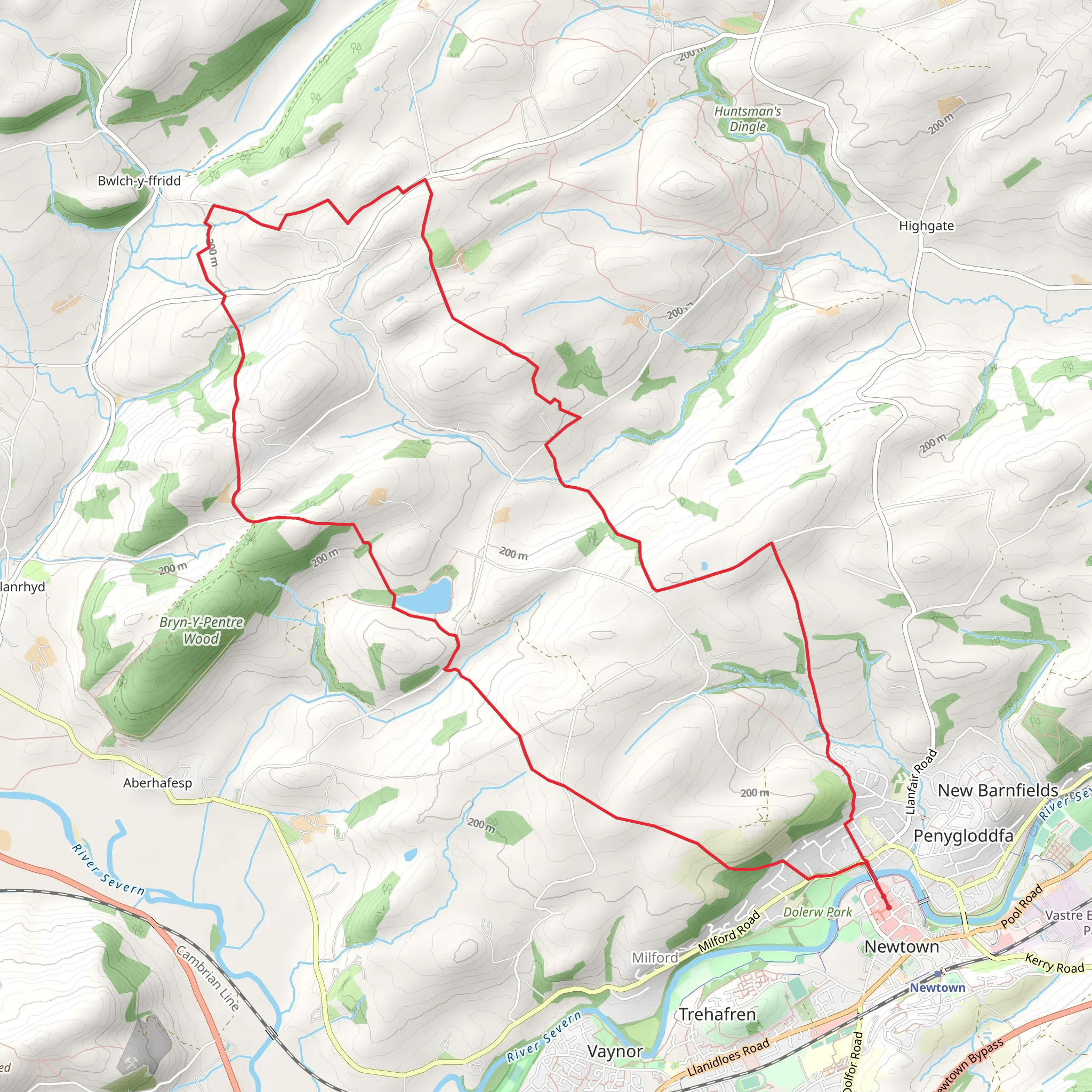 Bwlch y ffridd and Fachwen Pool from Newtown mobile static map