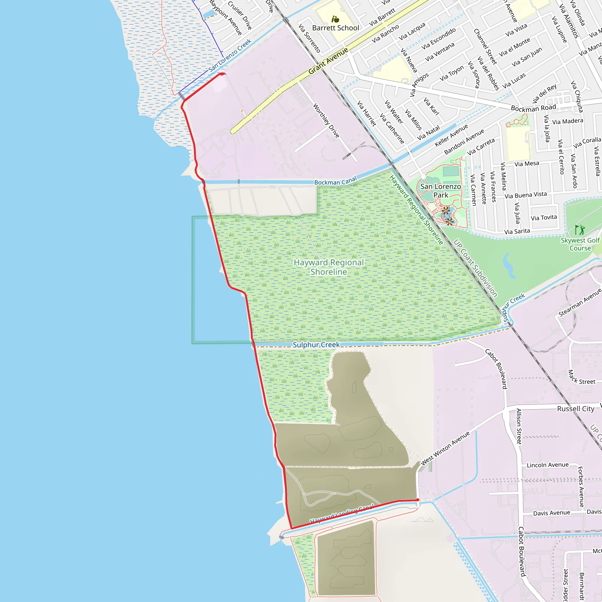 San Francisco Bay Trail - West Winton Avenue mobile static map