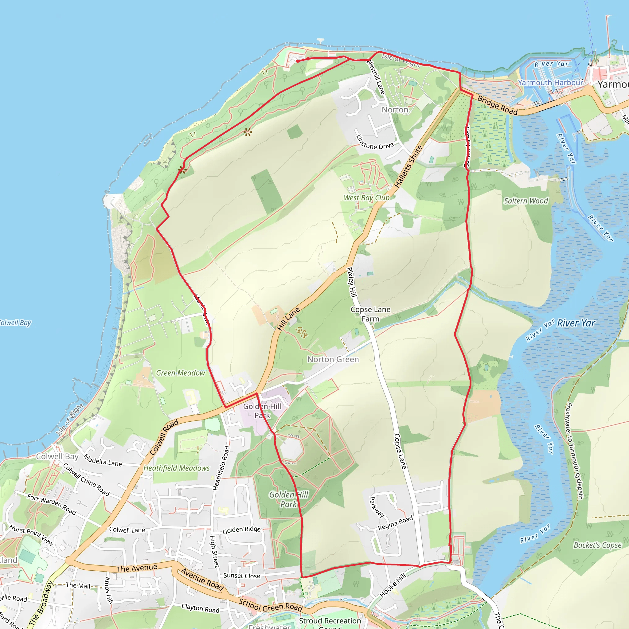Freshwater and Norton from Yarmouth - IOW mobile static map
