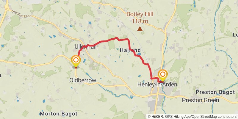 Church2church Walks in Warwickshire stage 12 Map
