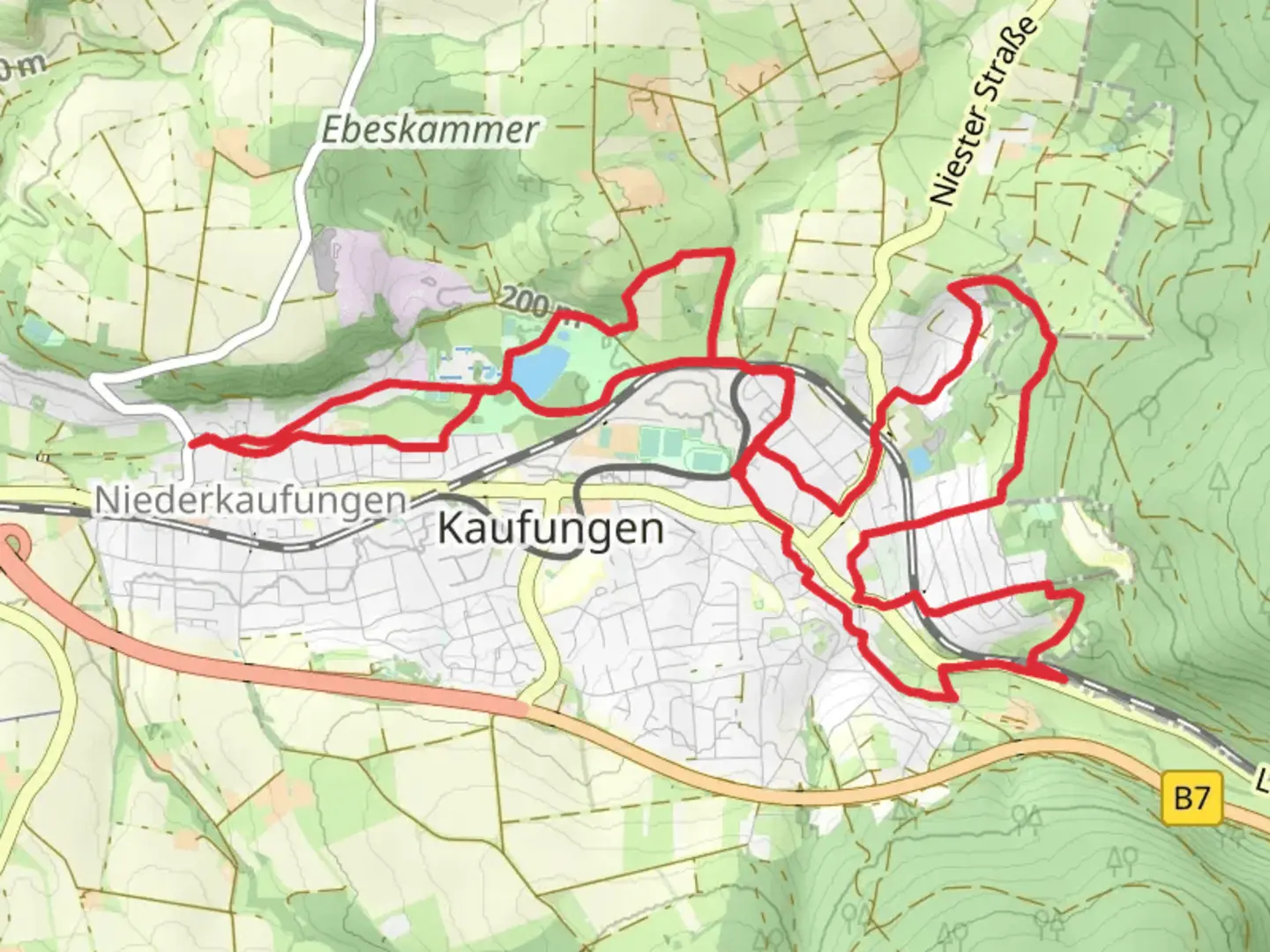 An image depicting the trail Steinertsee via Eco Pfad Oberkaufungen and its surrounding area.