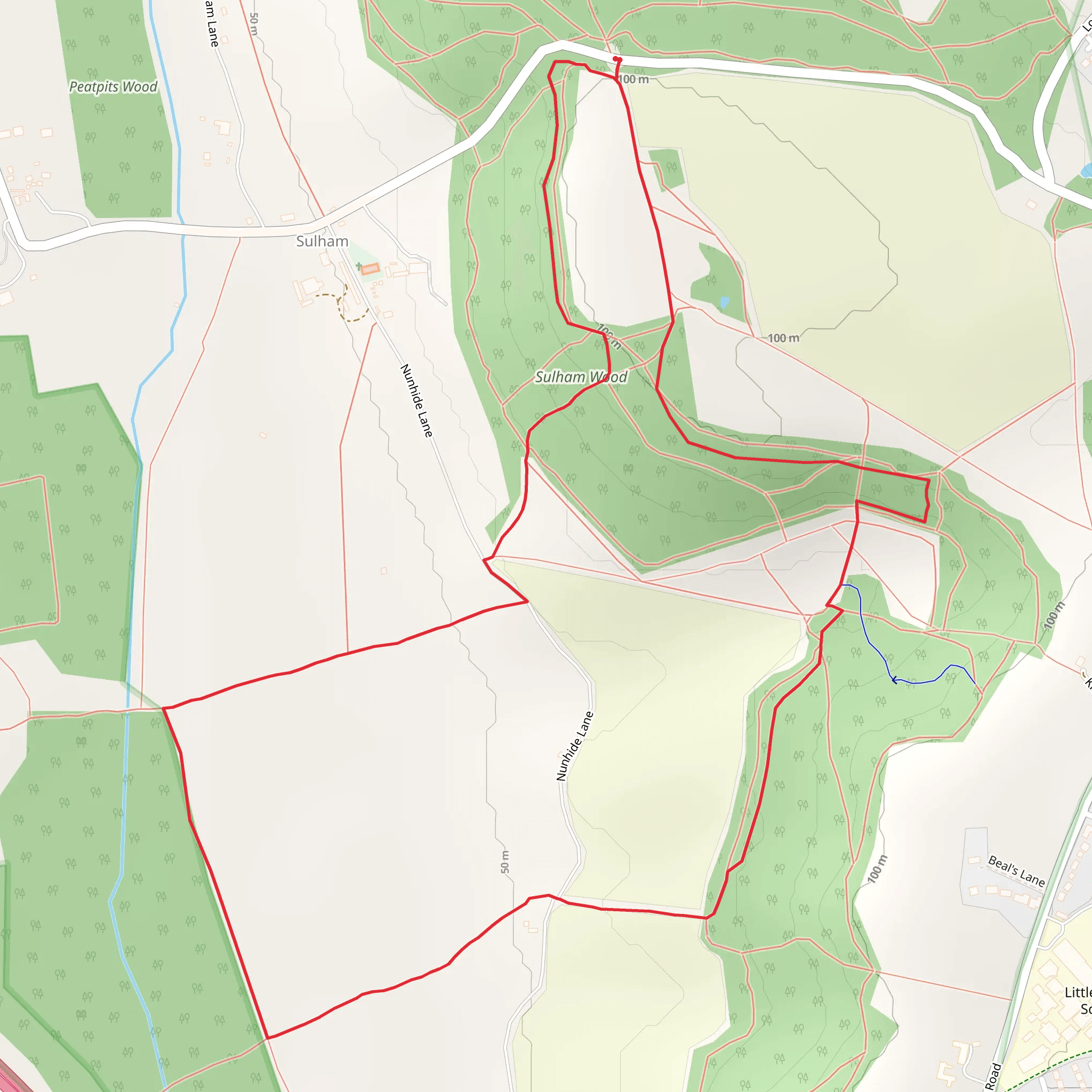 Sulham Wood Loop mobile static map