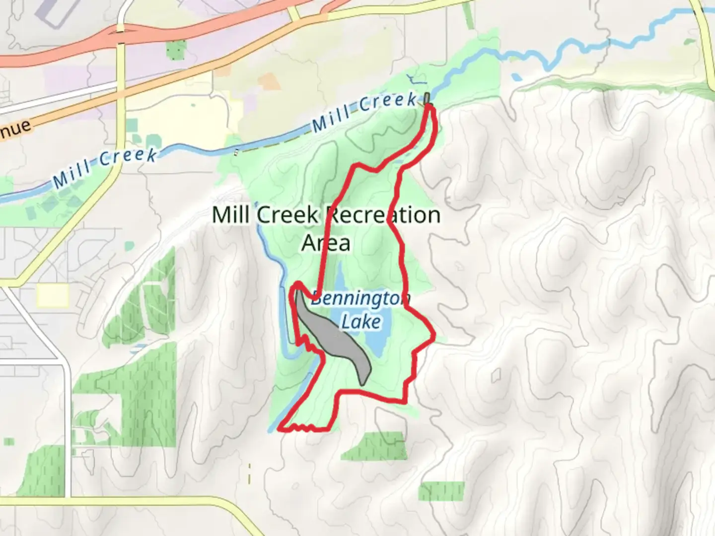 An image depicting the trail Bennington Lake and Whitetail Loop Trail and its surrounding area.