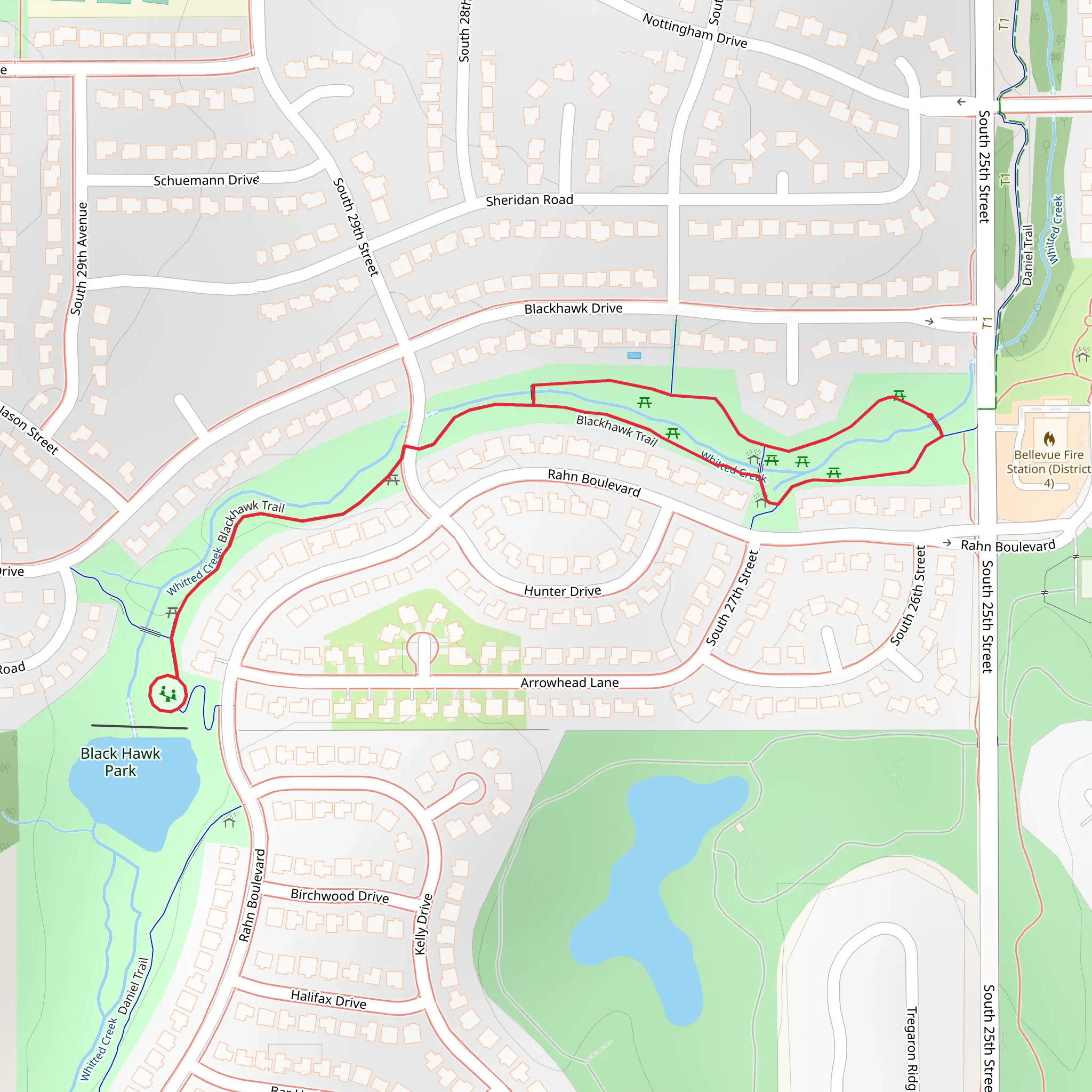 Whitted Creek via Blackhawk Trail mobile static map