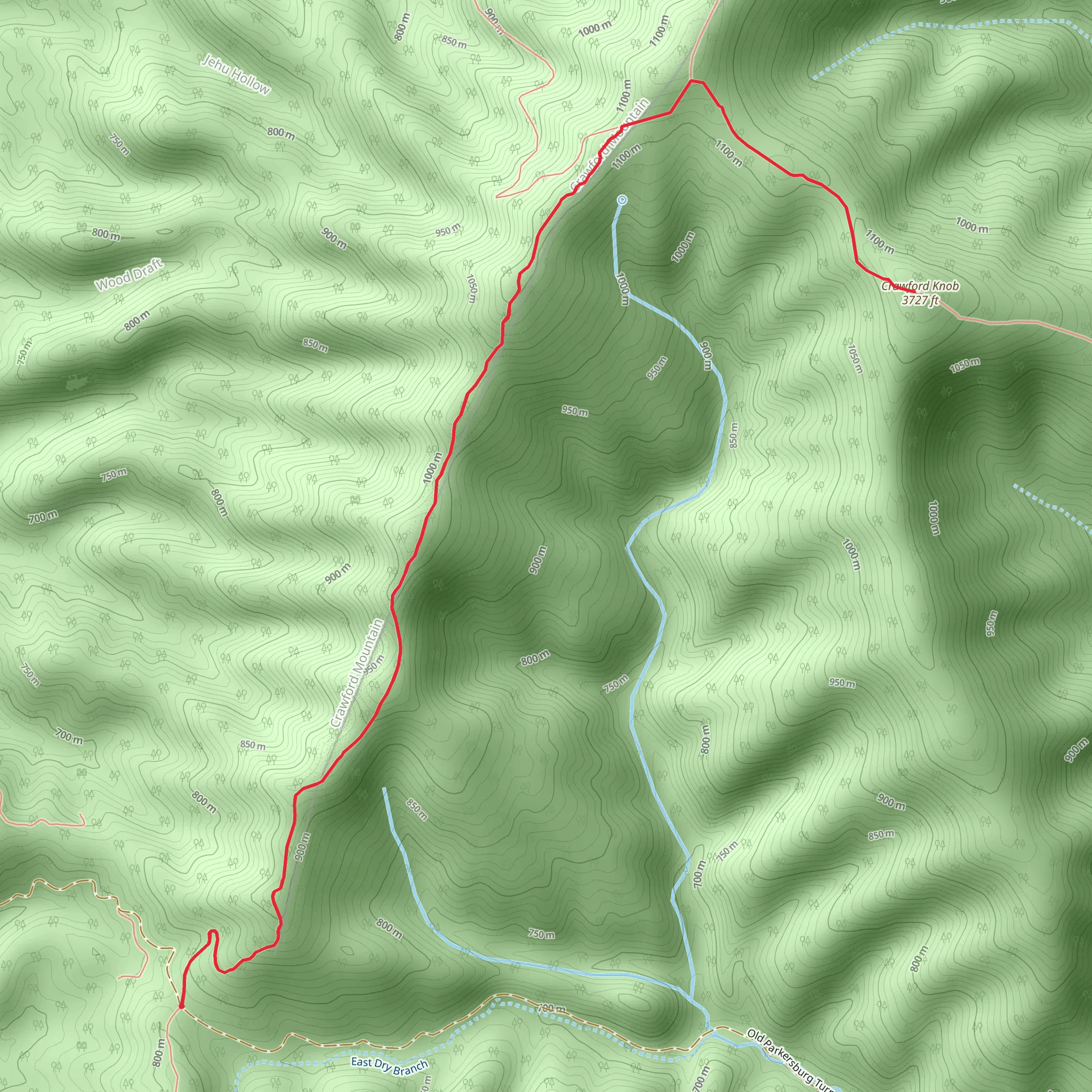 Crawford Knob via Crawford Mountain Trail mobile static map