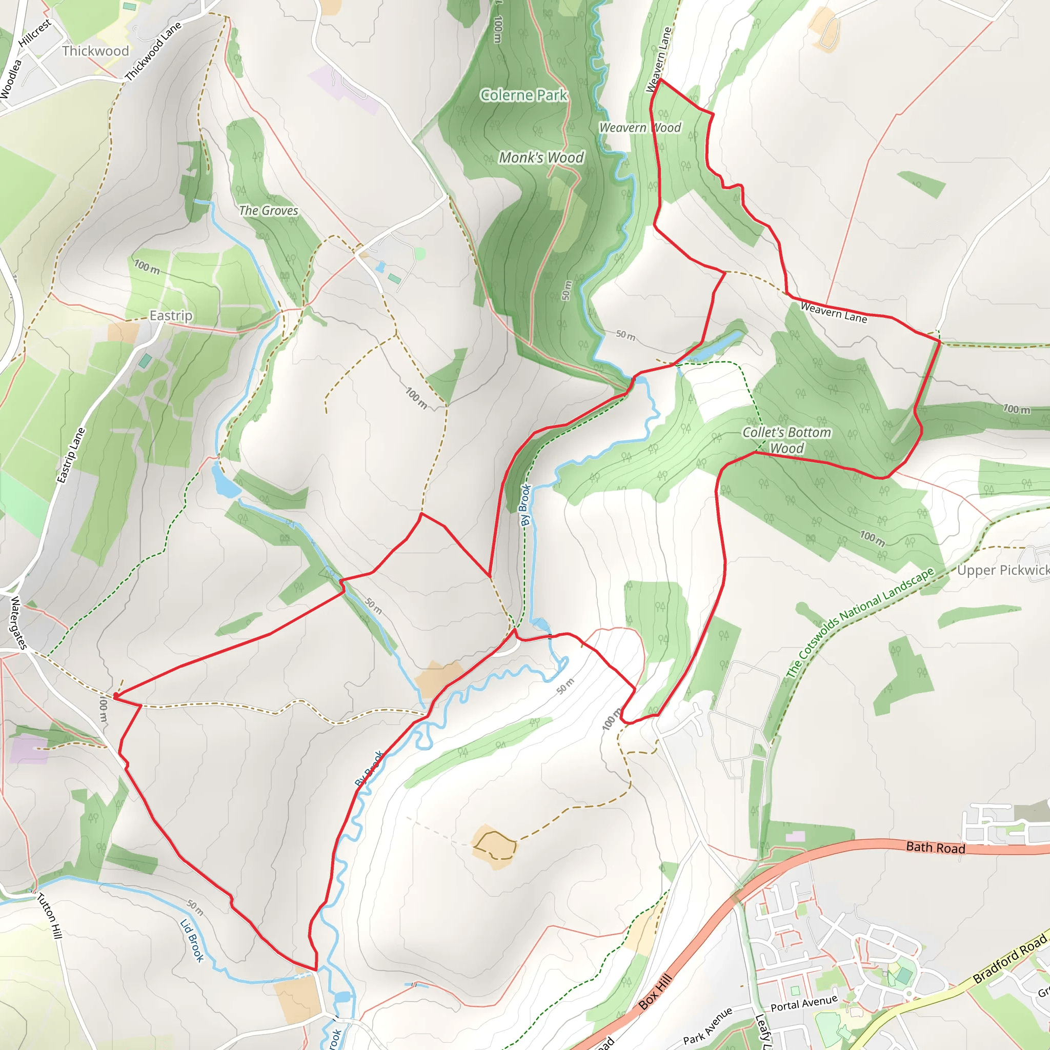 Collet's Bottom Wood and Rudloe Wood Loop mobile static map