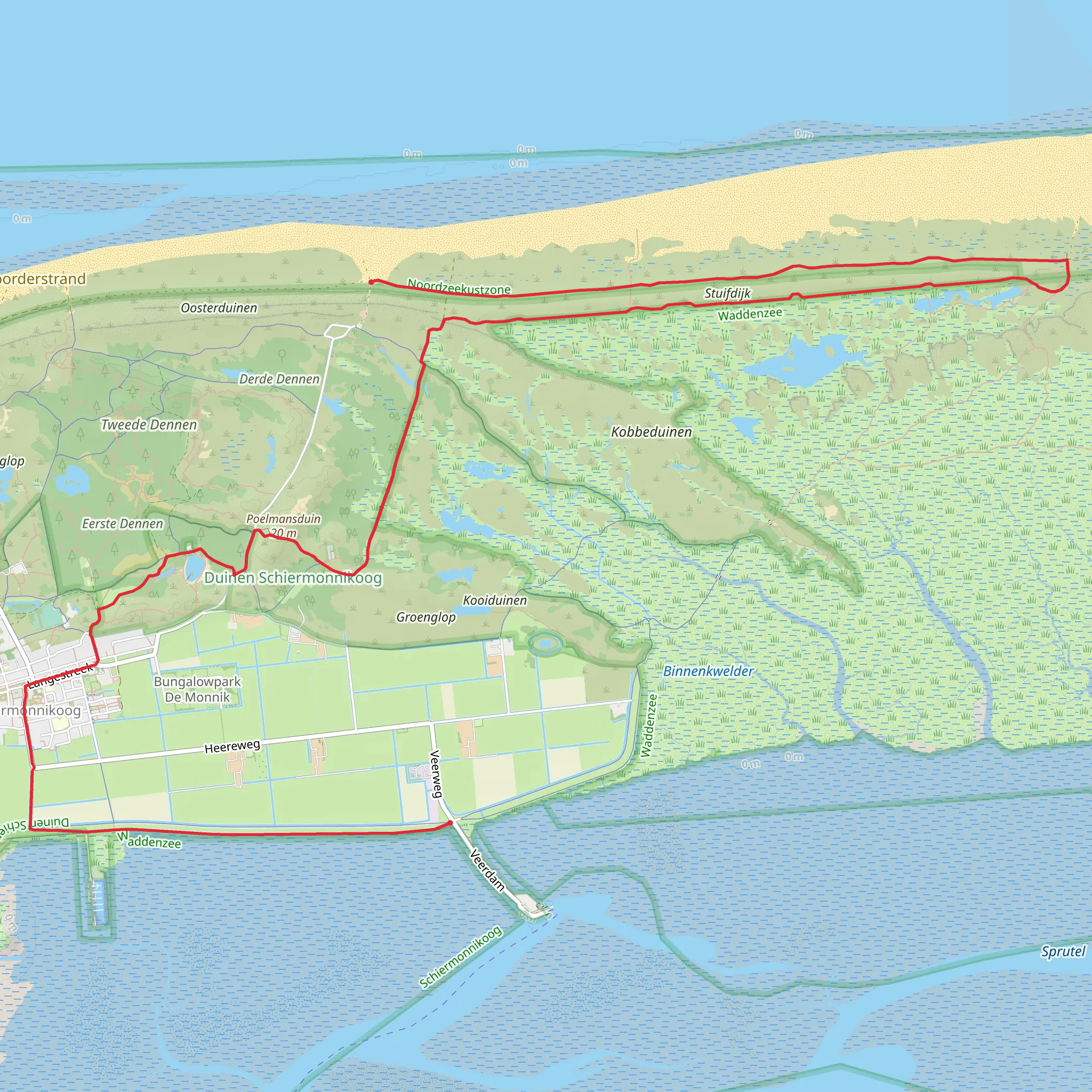 Noorderstrand to Zuiveringsinst via Waterstaatpad and Ree Weg mobile static map