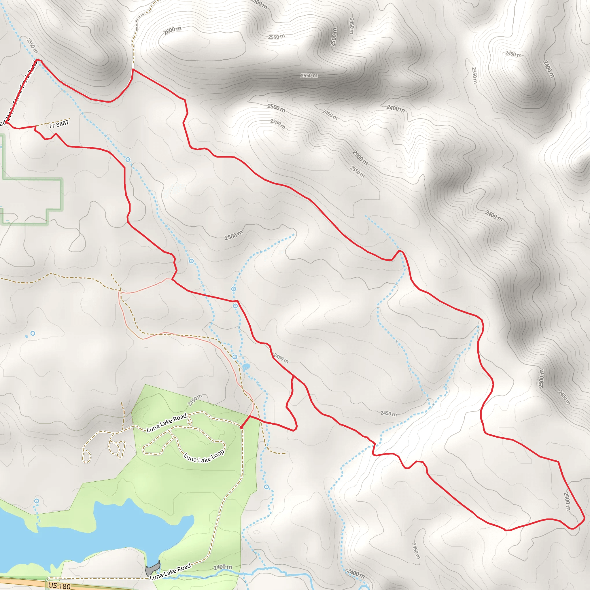 Luna Lake Long Loop Trail mobile static map