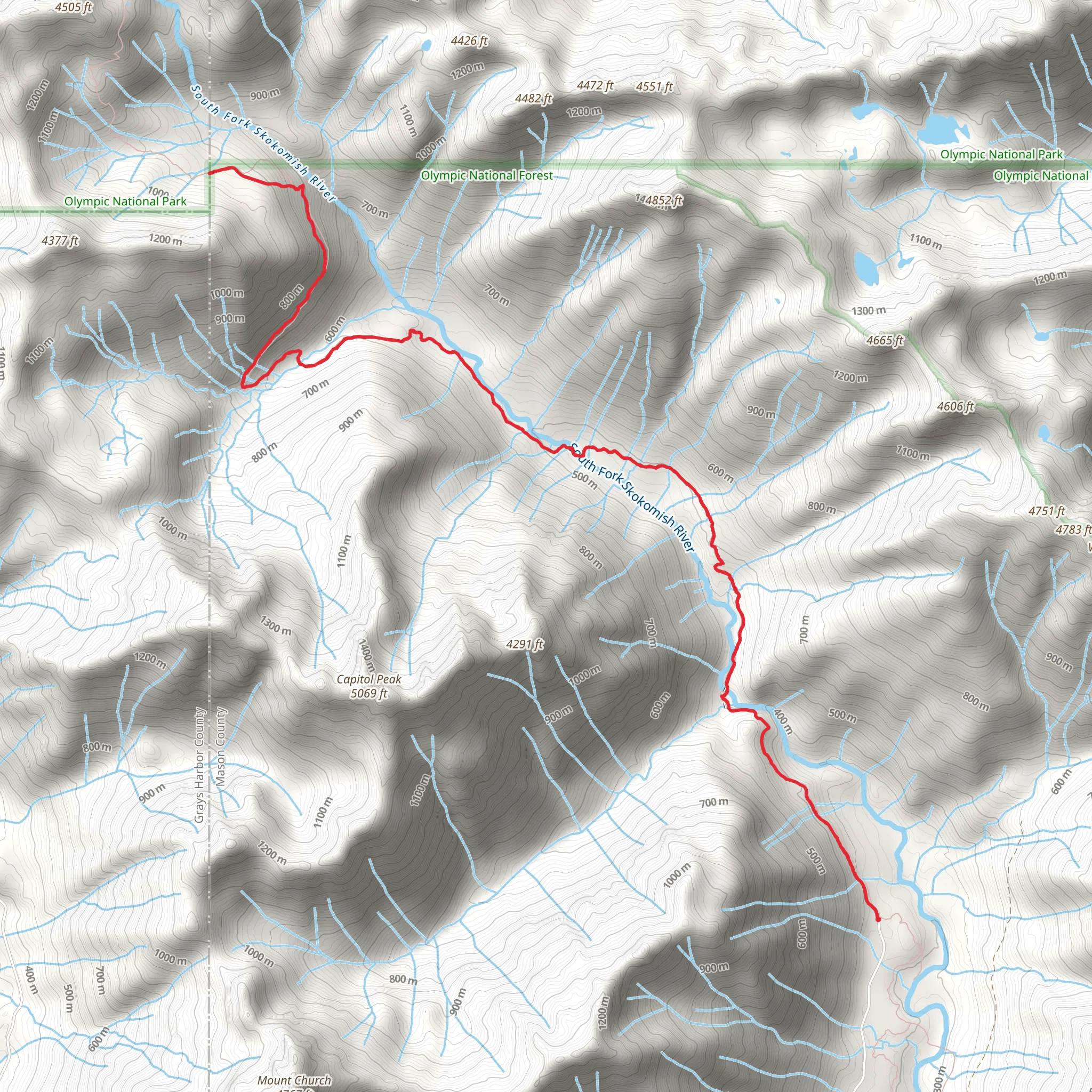 Upper South Fork Skokomish Trail mobile static map