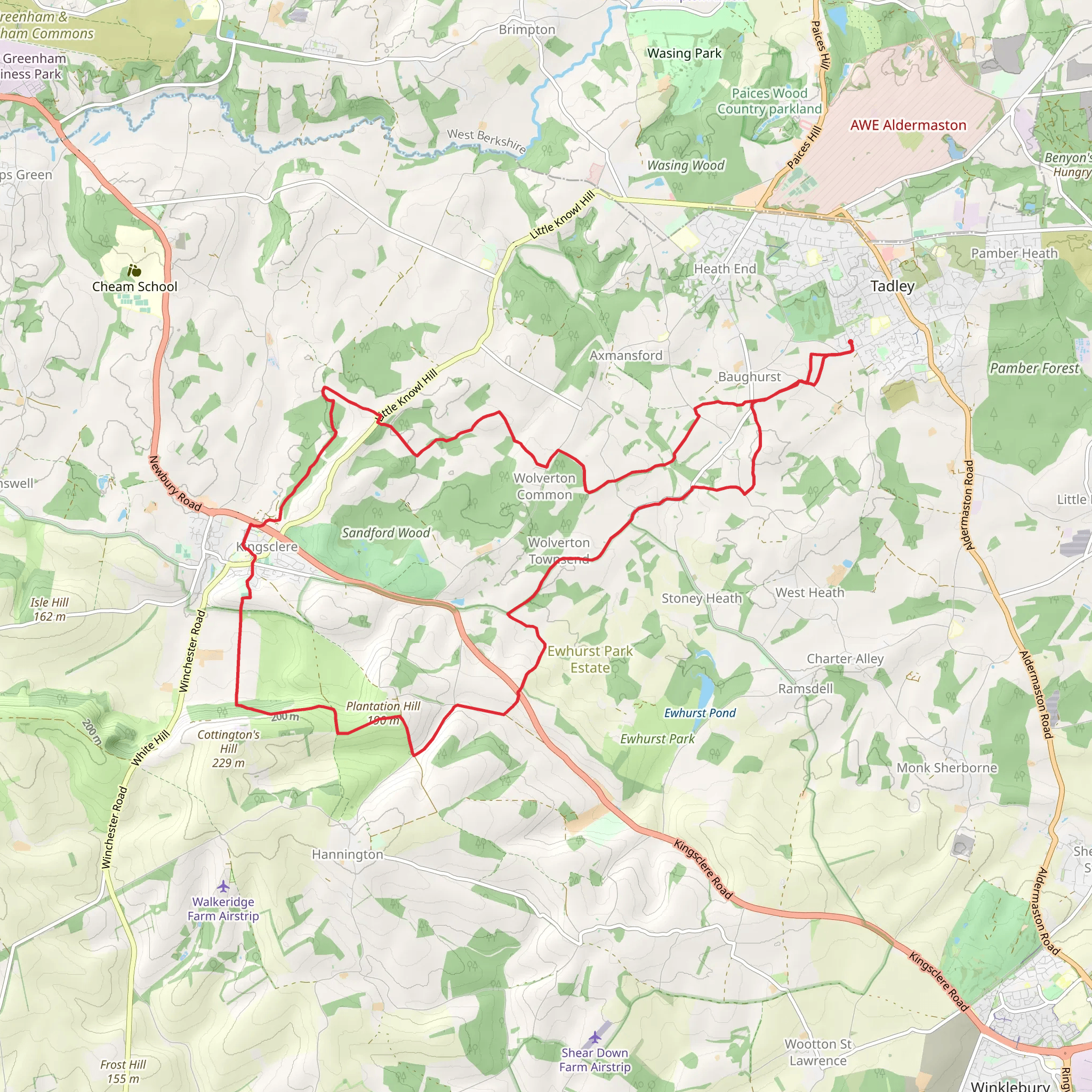 Baughurst, Kingsclere and Wolverton Townsend Loop mobile static map