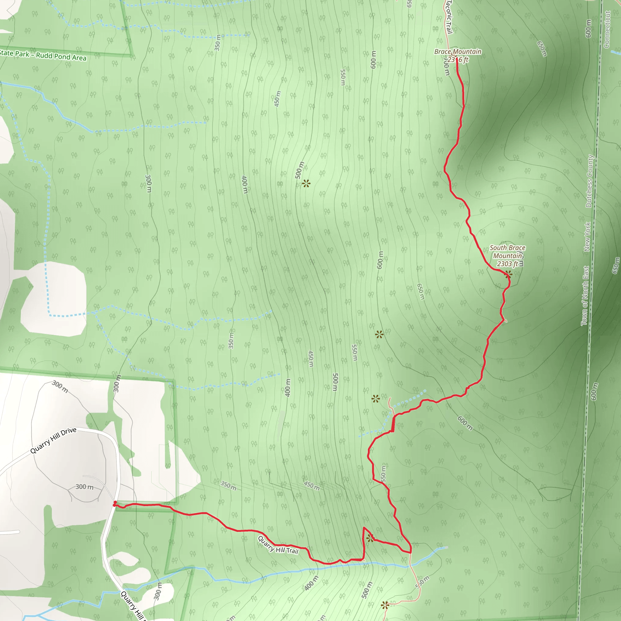 South Brace Mountain and Brace Mountain Trail from Quary Hill Road mobile static map