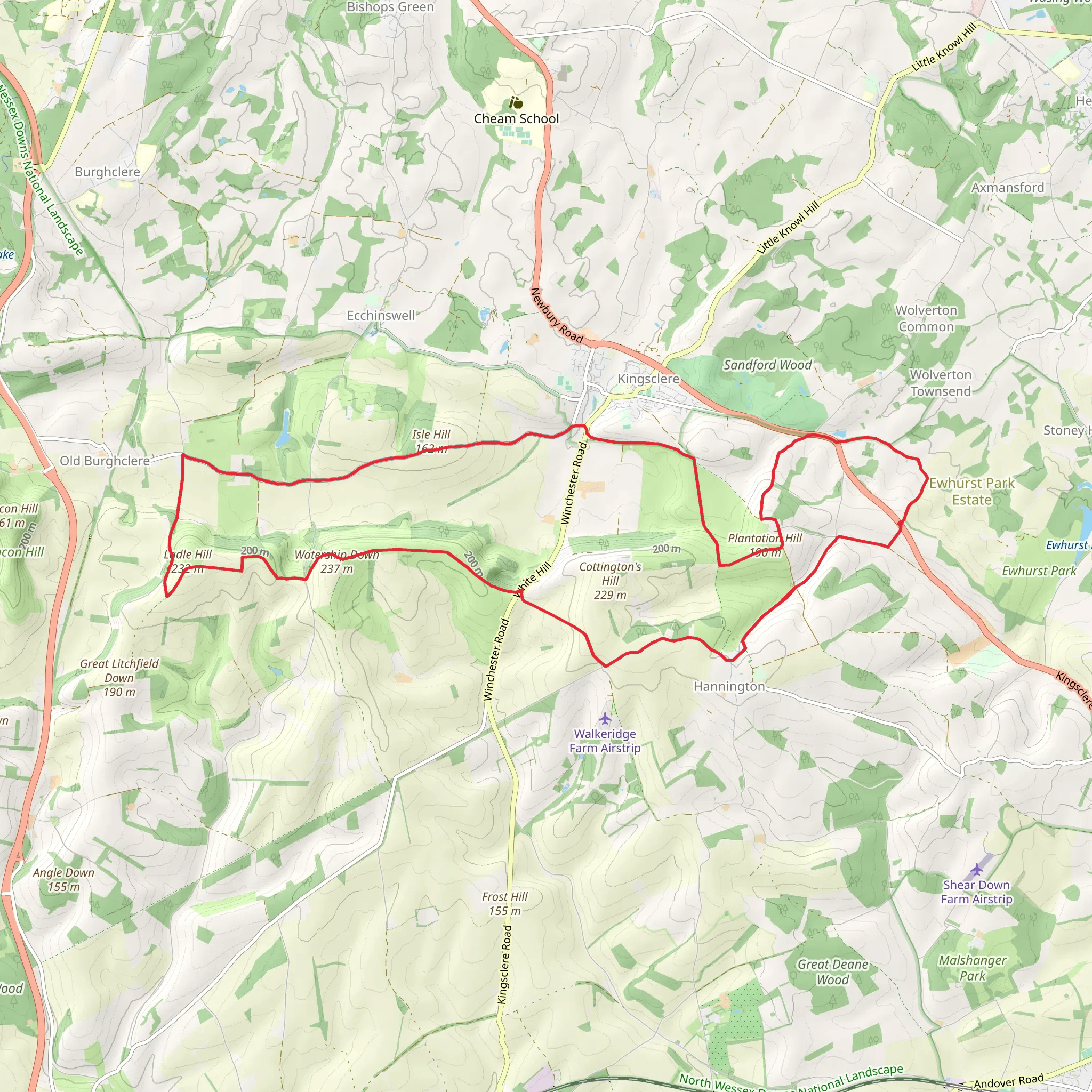 Plantation Hill and Sydmonton Loop mobile static map