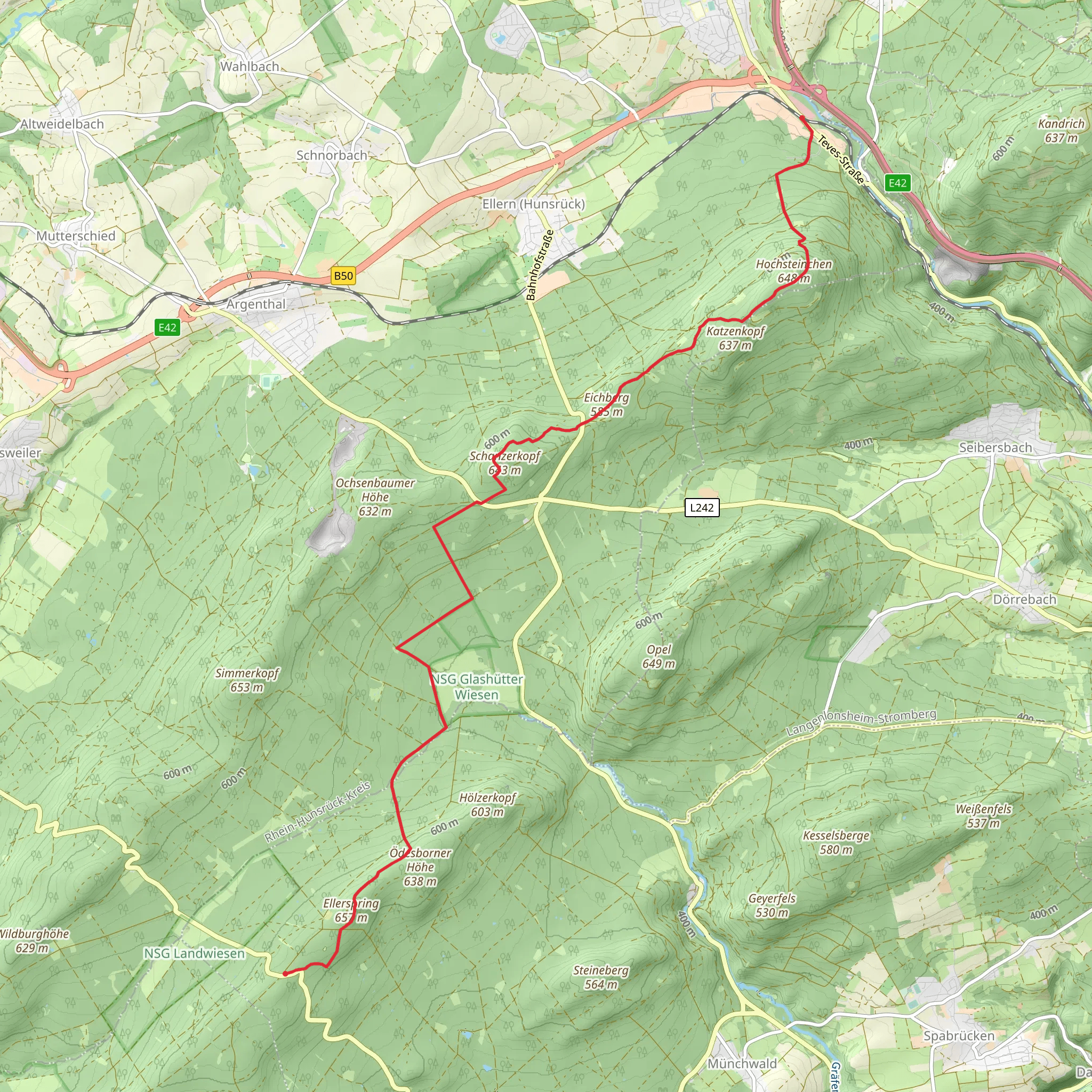 Ellerspring to Rheinbollen Walk mobile static map