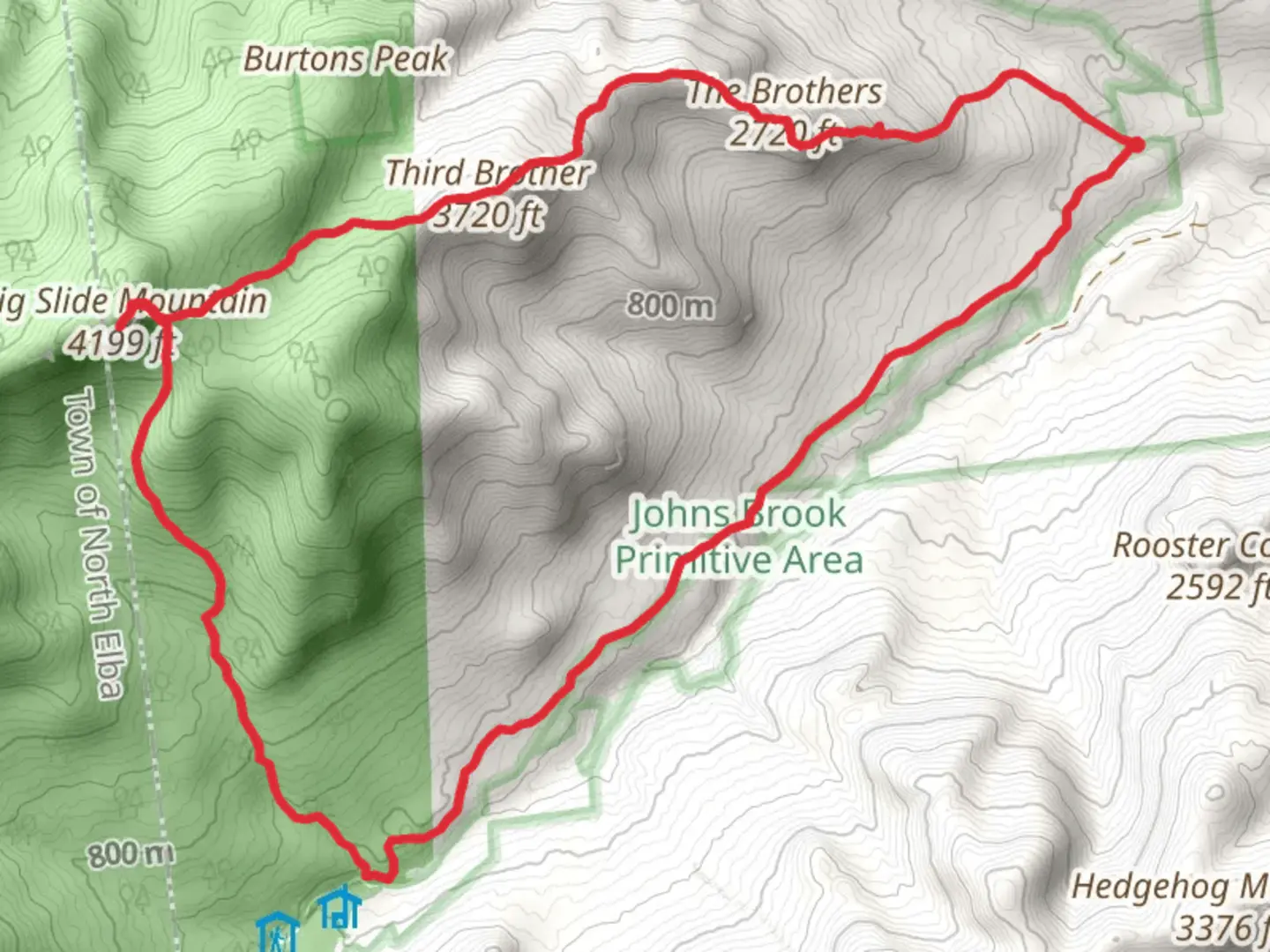 An image depicting the trail The Brothers and Phelps Trail Loop and its surrounding area.