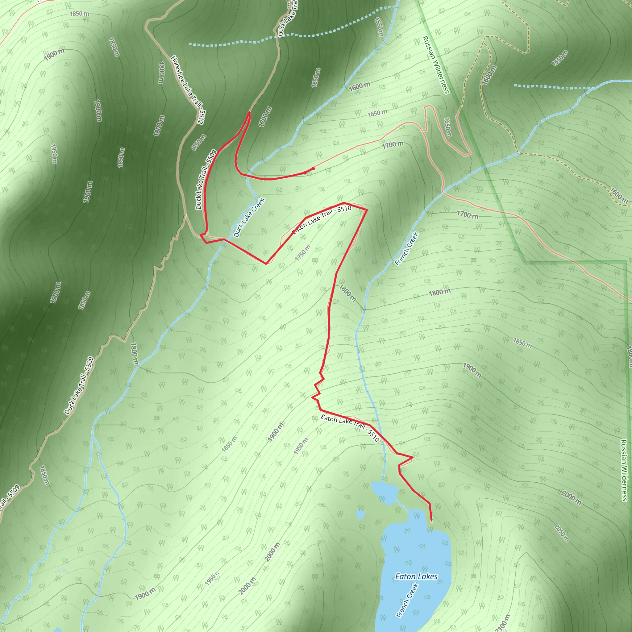 Eaton Lakes Trail mobile static map