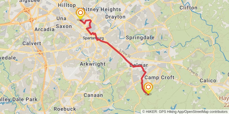 Palmetto Trail stage 16 Map