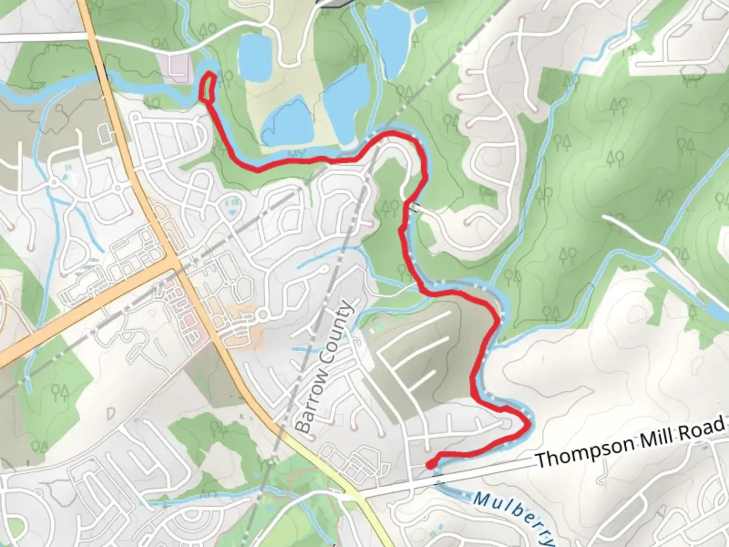 An image depicting the trail Mulberry River Walk Trail and its surrounding area.