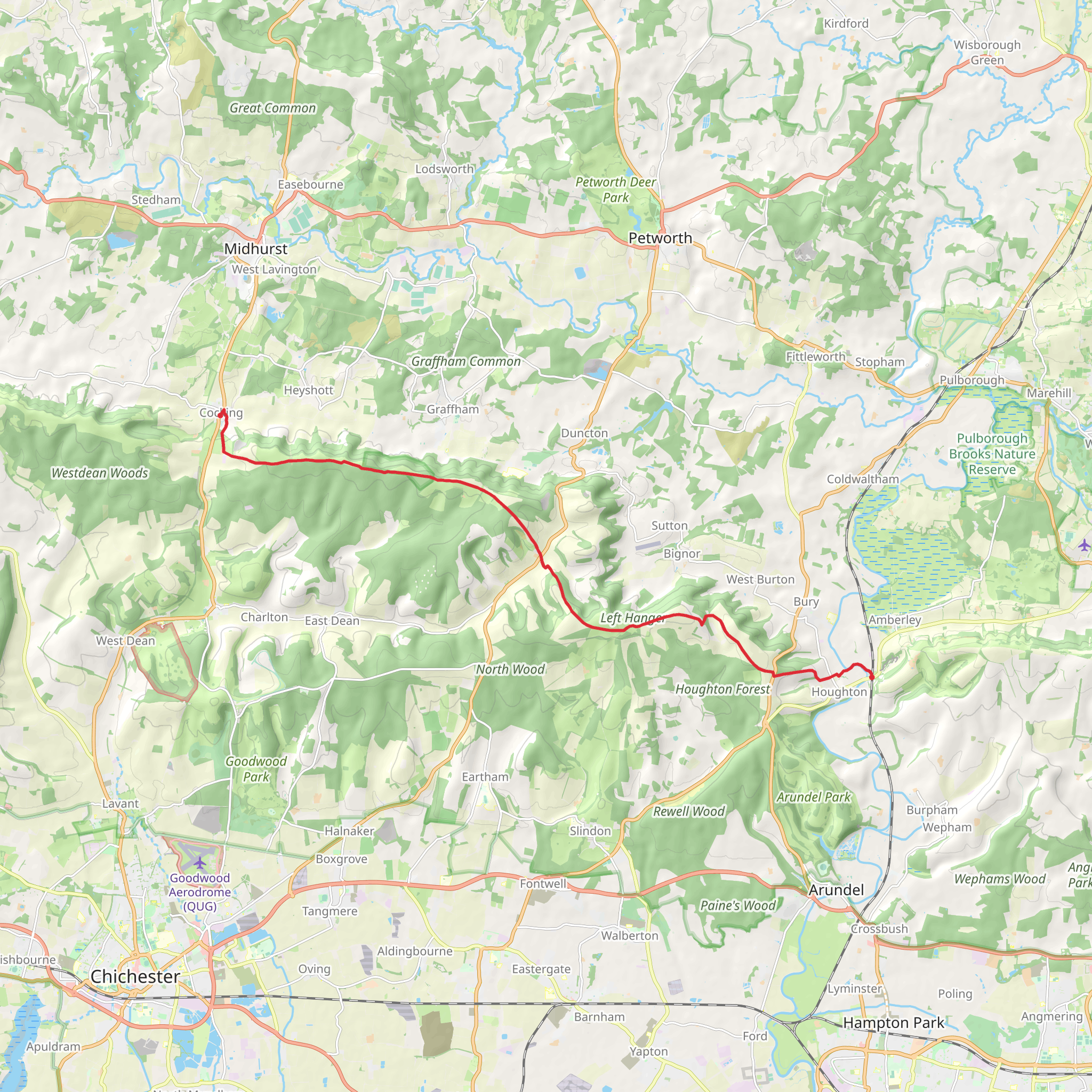 Cocking Village to Amberley Walk mobile static map