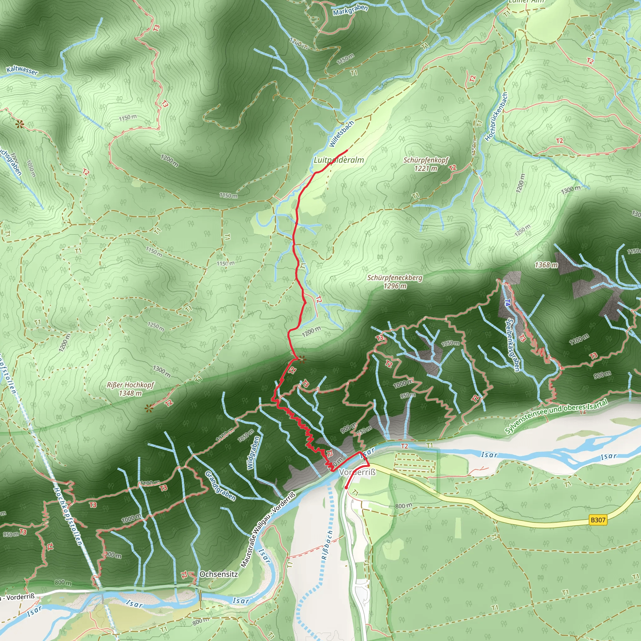 Luitpolderalm and Rißsattel Walk mobile static map