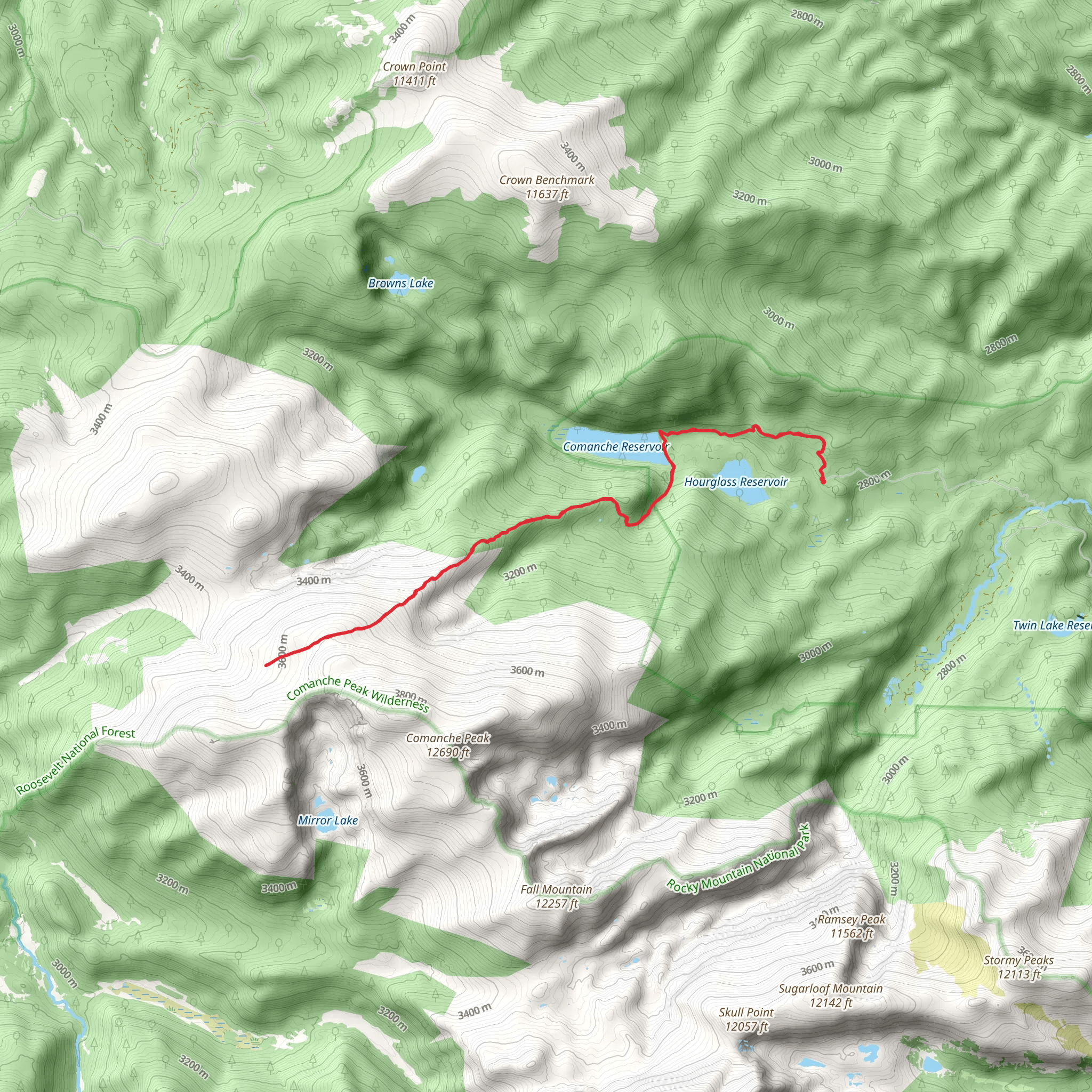 Hourglass Trail via Beaver Creek Trail mobile static map