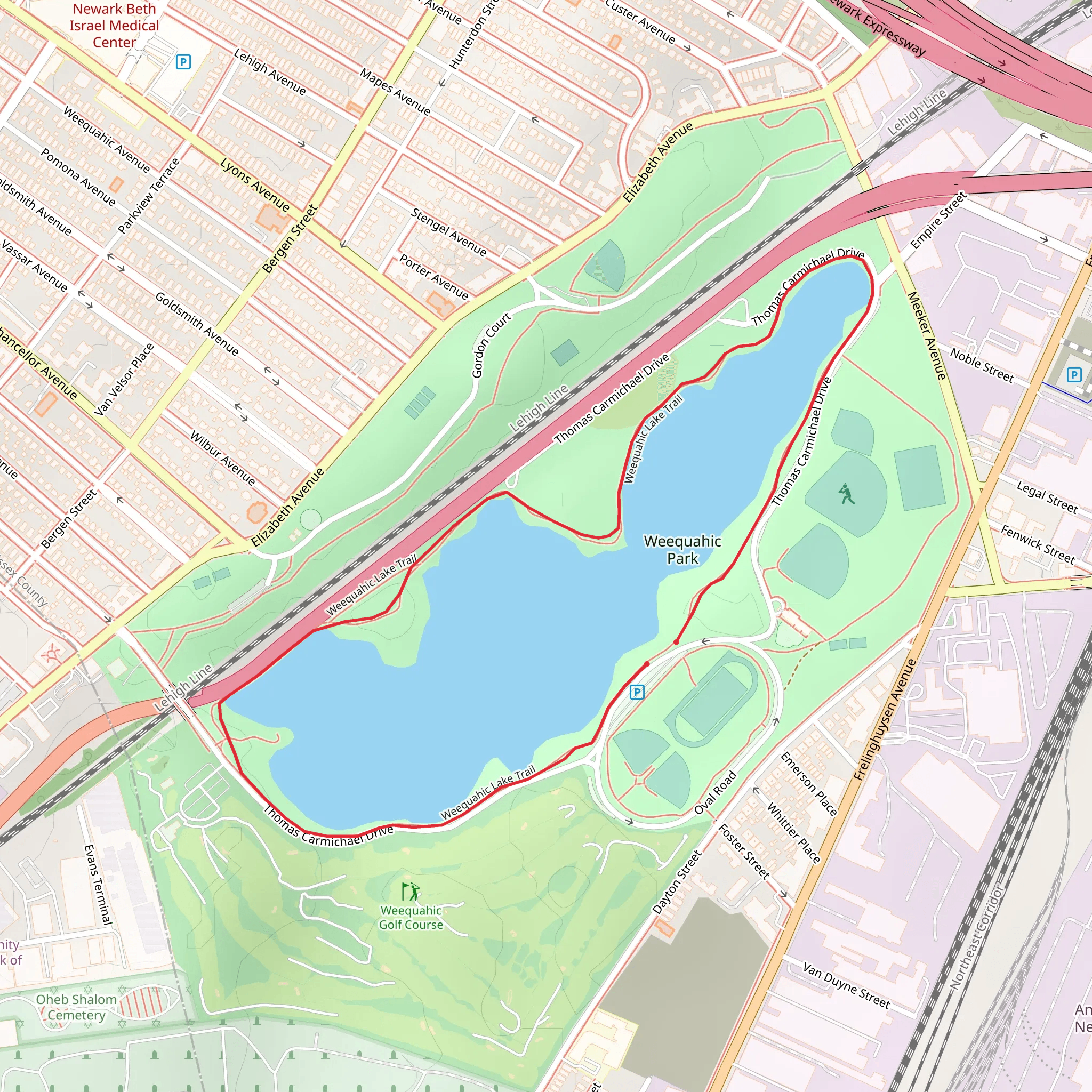 Weequahic Park Loop mobile static map