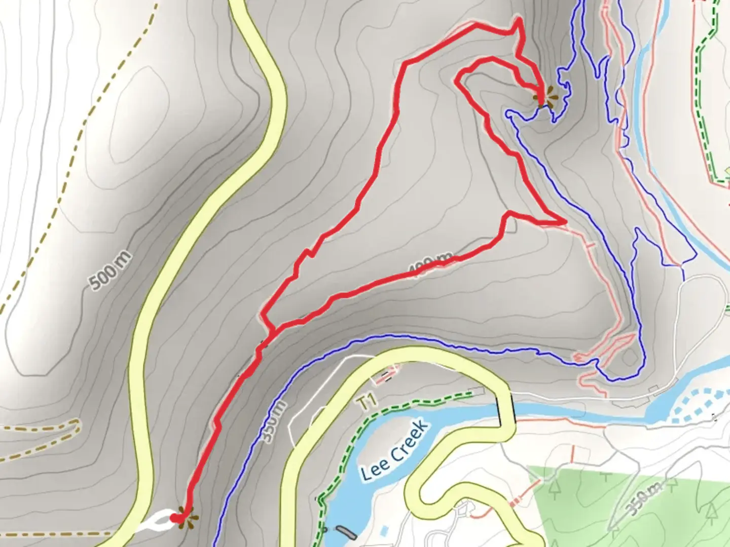 An image depicting the trail Yellow Rock Loop Trail from Overlook Shelter and its surrounding area.